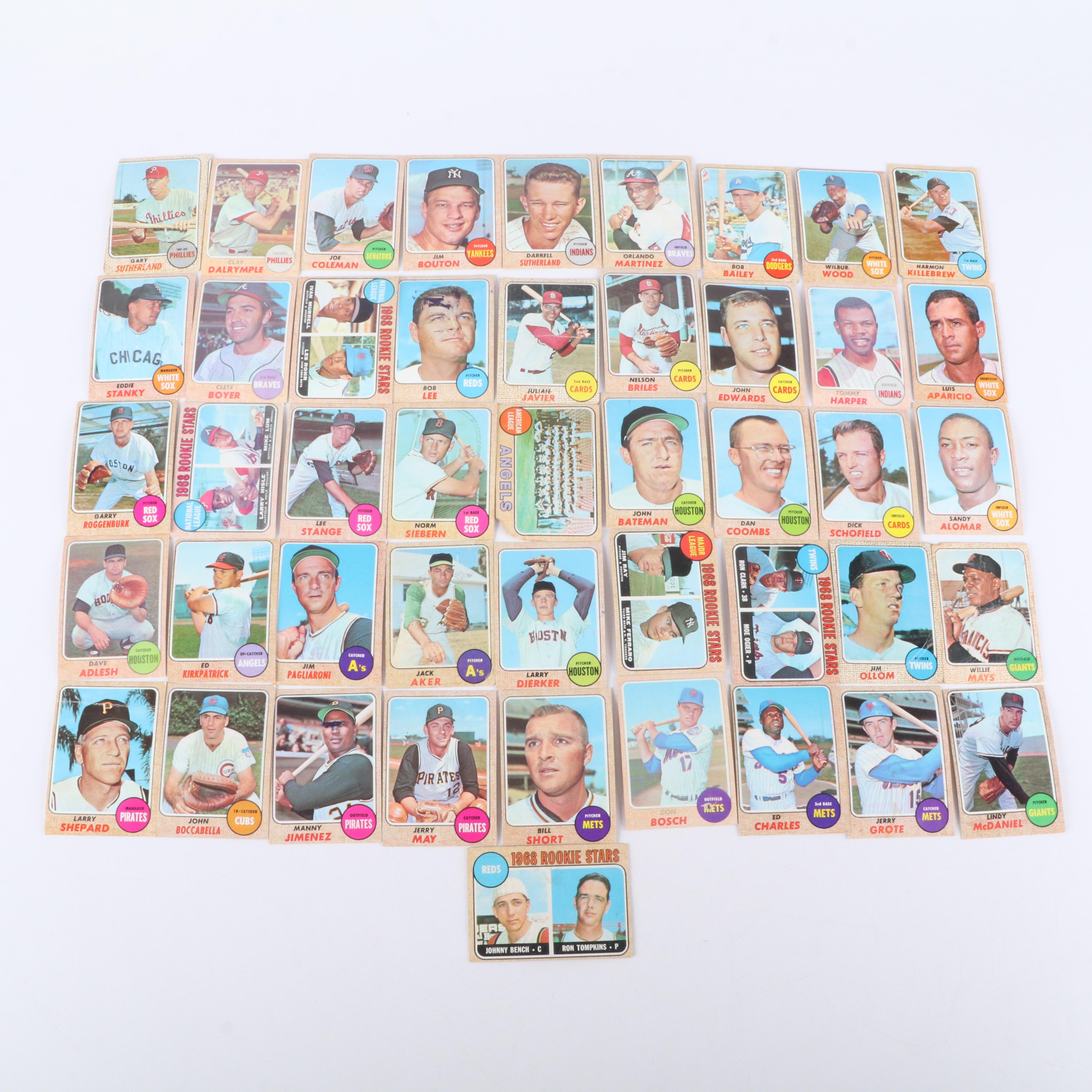 1968 Topps Baseball Cards Featuring Johnny Bench Rookie and More