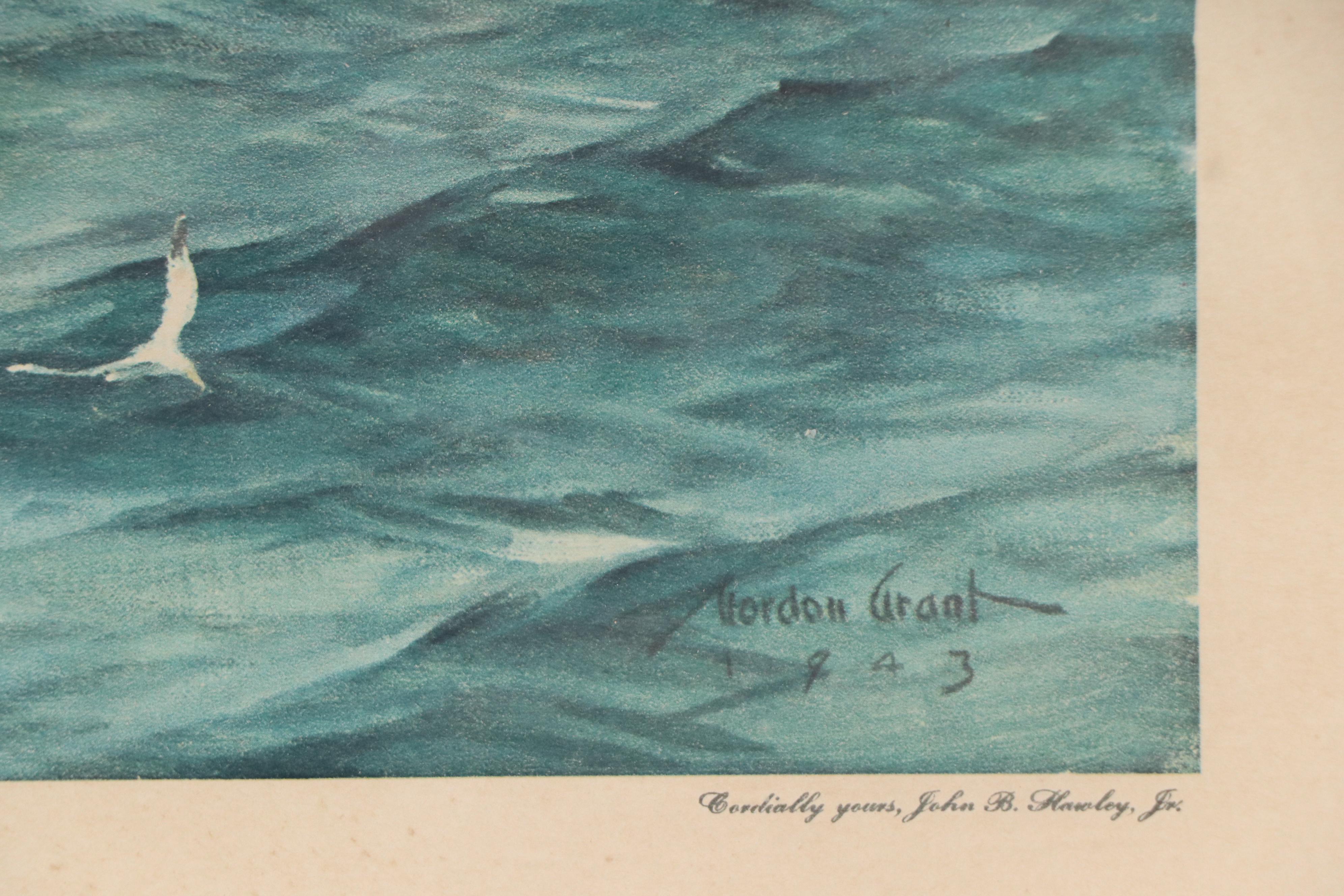 Gordon Grant Rotogravure "Destroyer Escort USS Martz," 1943