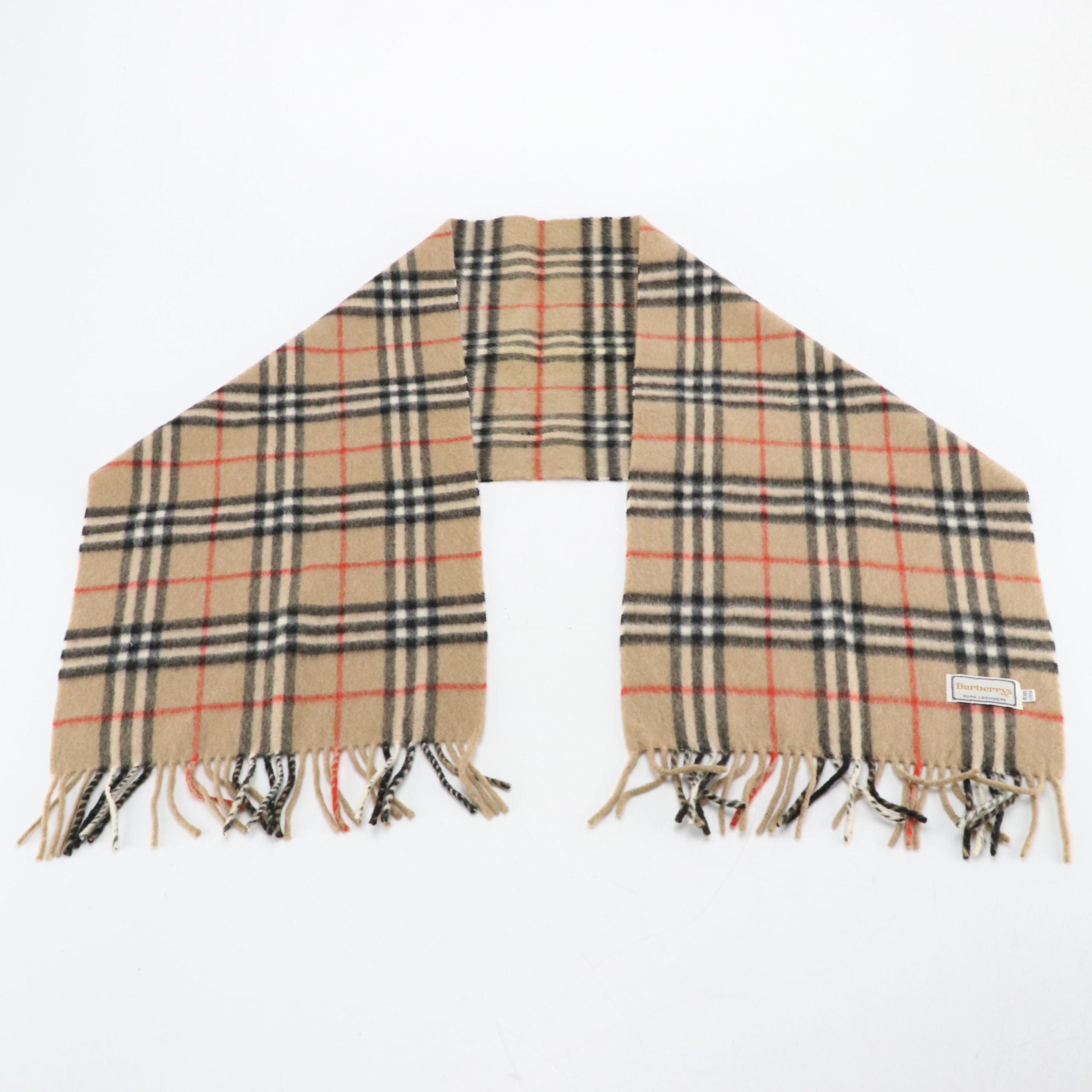 Burberrys House Check Cashmere Fringe Scarf
