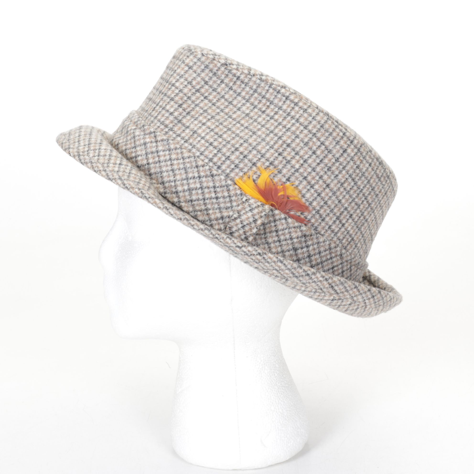 Stetson Straw Hat with Pendleton Houndstooth and Brown Wool Fedoras