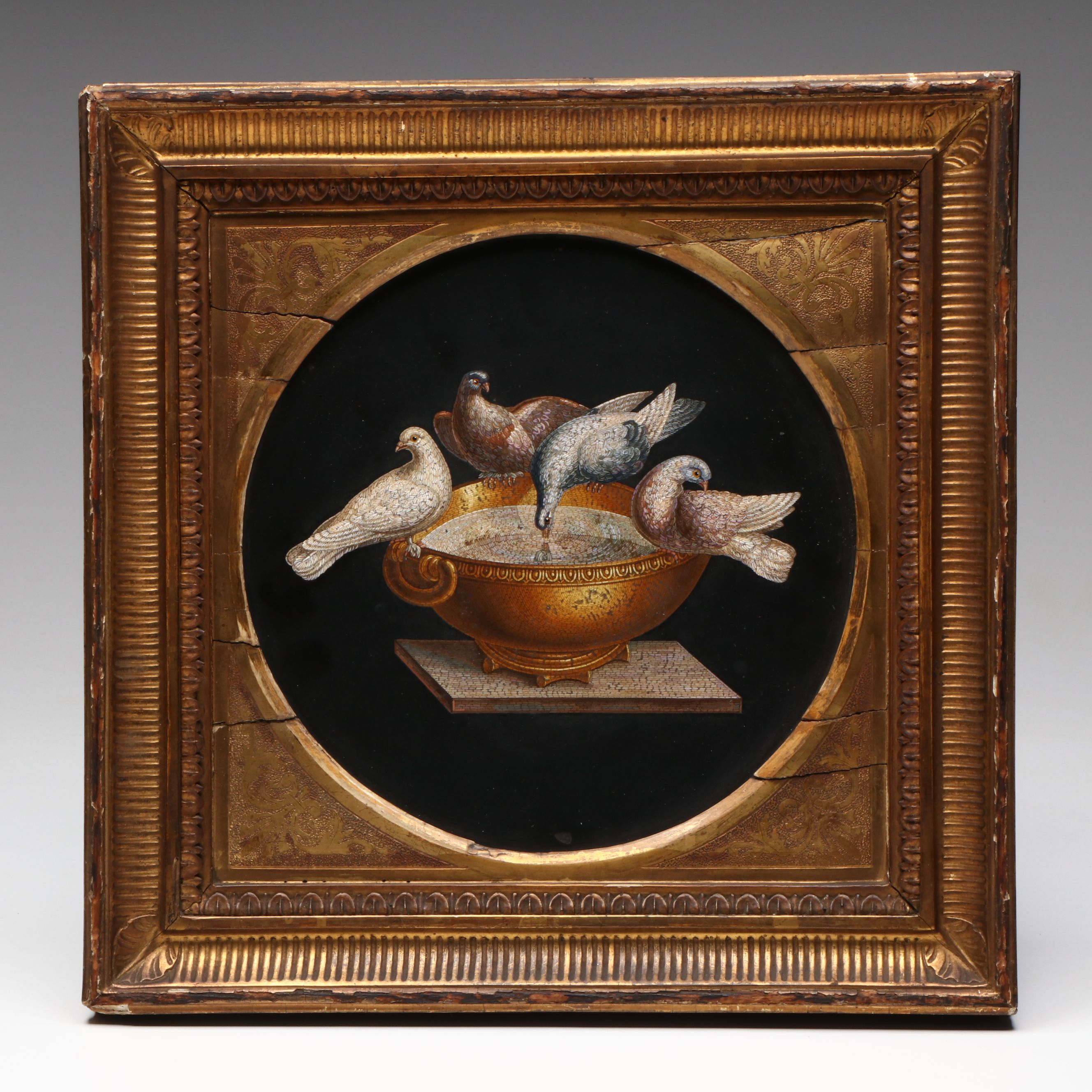 Antique Italian Pietra Dura "Pliny's Doves"