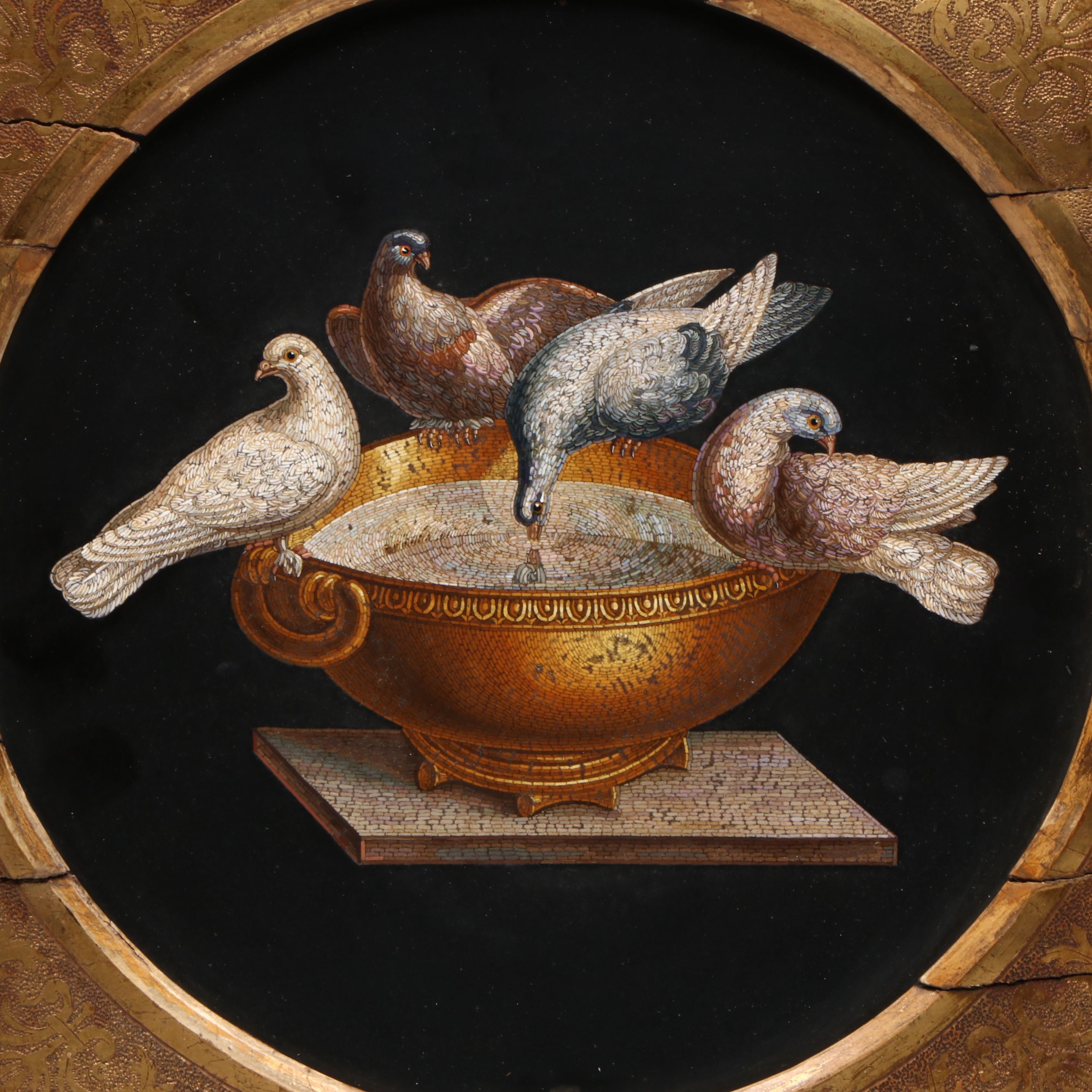 Antique Italian Pietra Dura "Pliny's Doves"