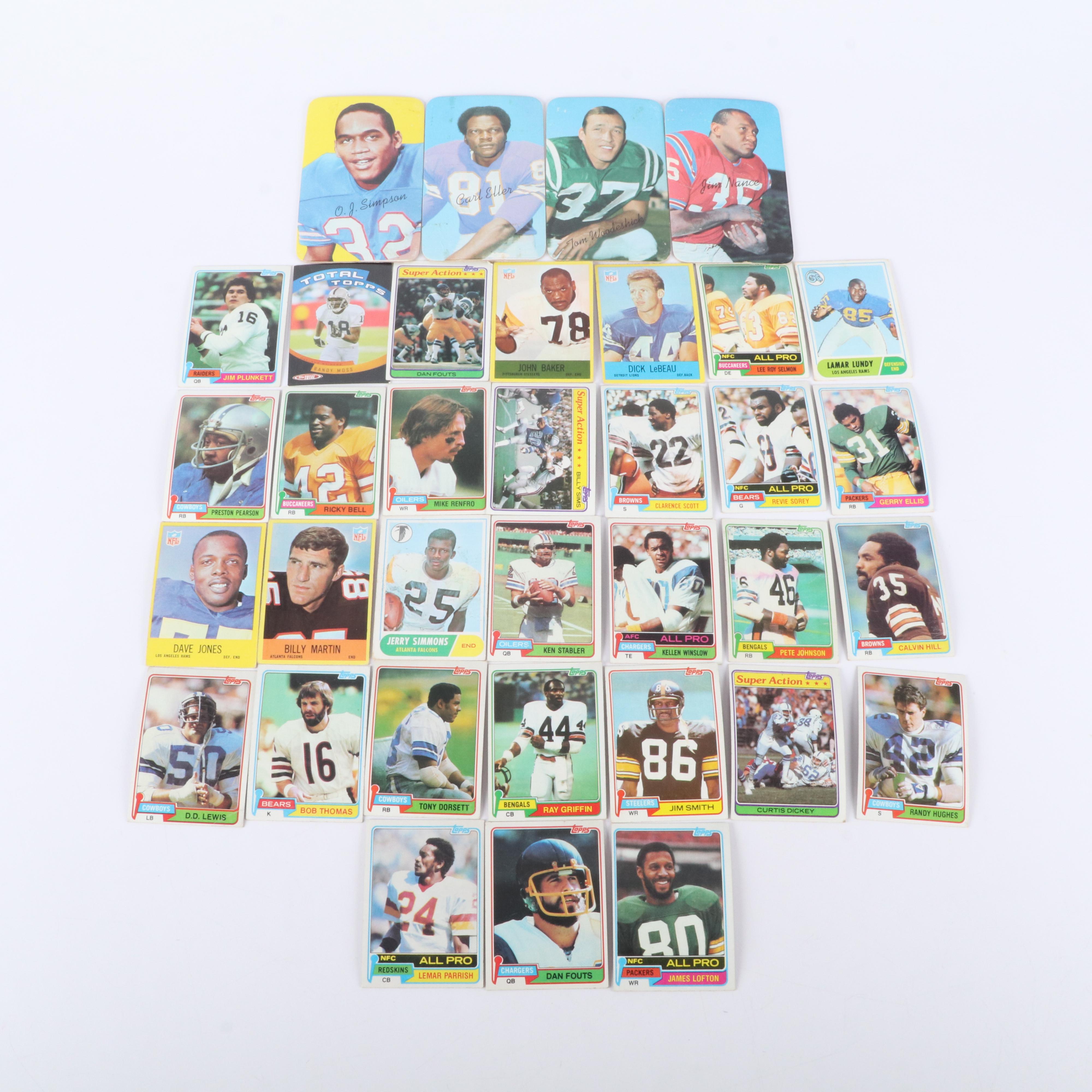 Topps and Philadelphia Football Cards Featuring O.J. Simpson, Randy Moss, & More