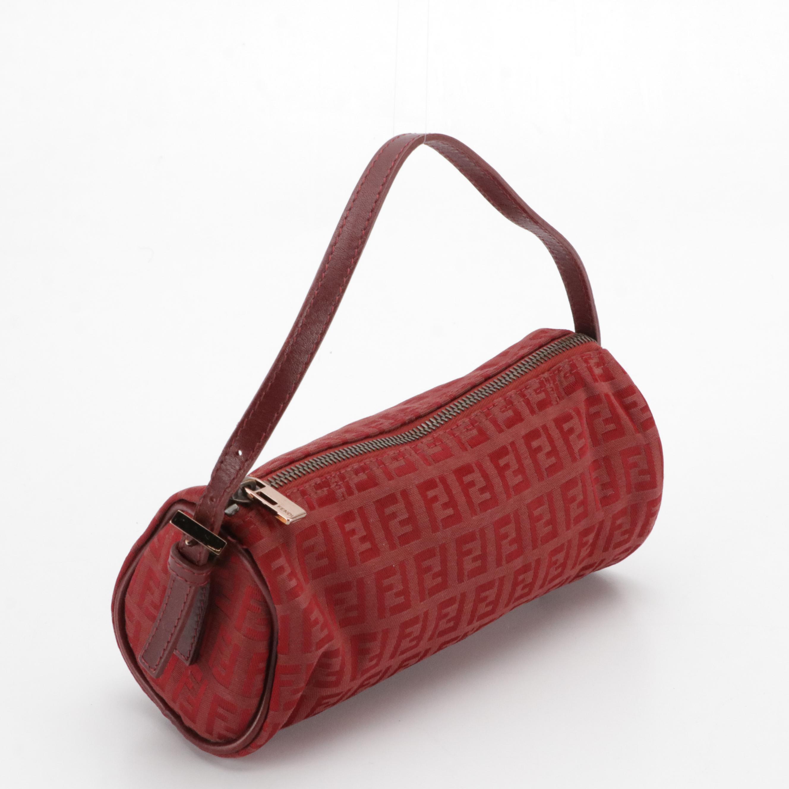 Fendi Pochette Barrel Handbag 7N0016 in Zucchino Canvas