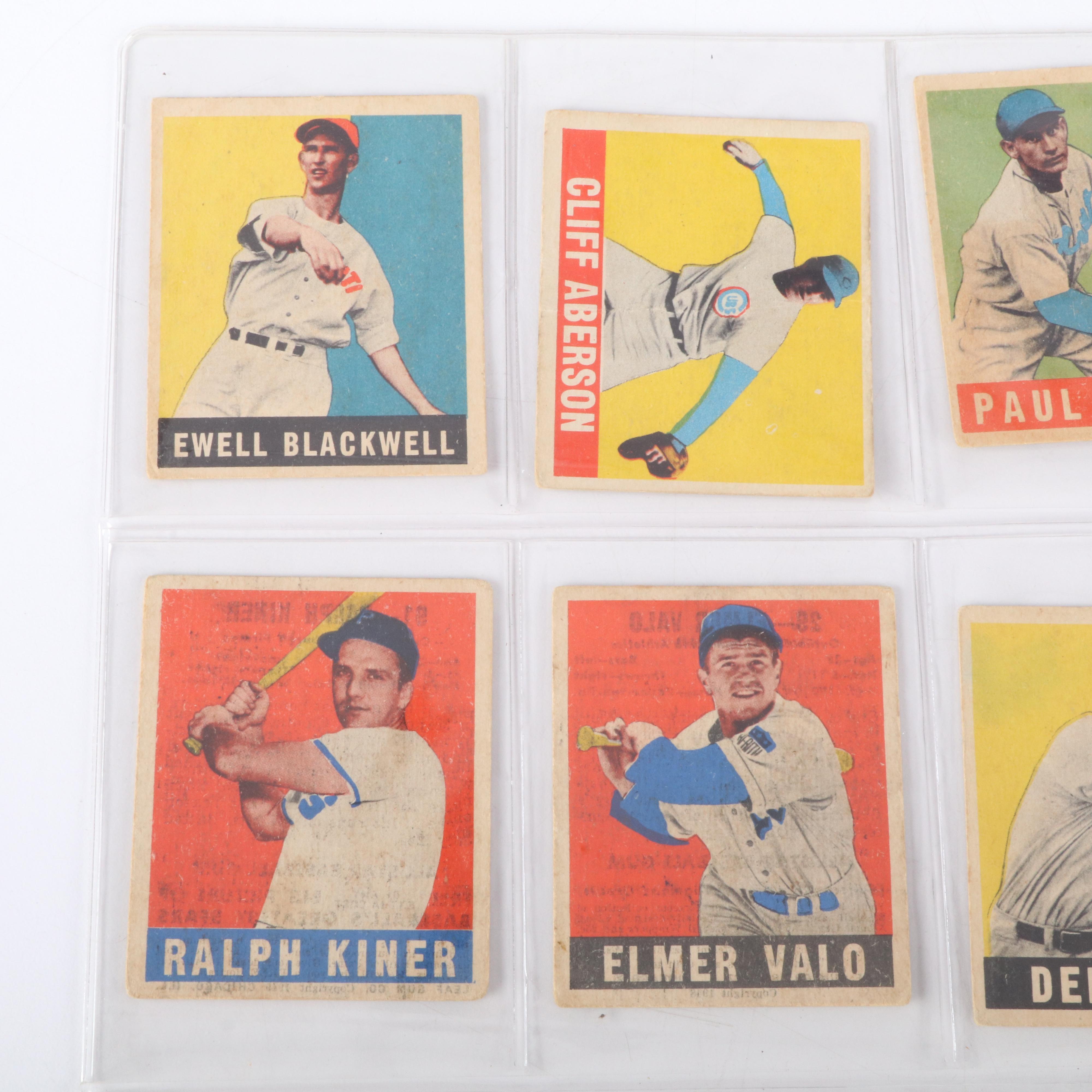 1948 Leaf Baseball Cards Featuring Ralph Kiner, Phil Rizzuto, and More