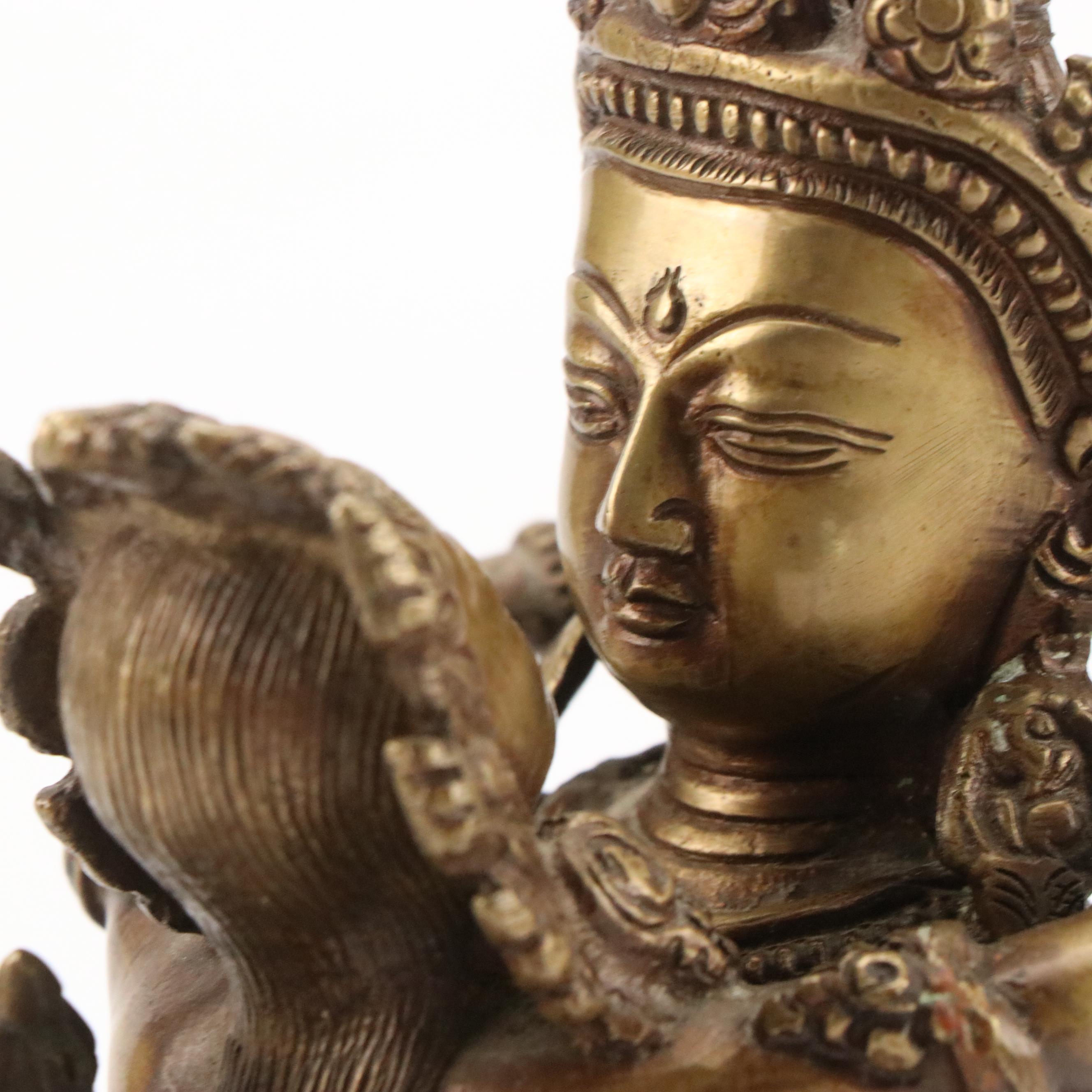 Hindu Bronze Indra and Shachi Statue