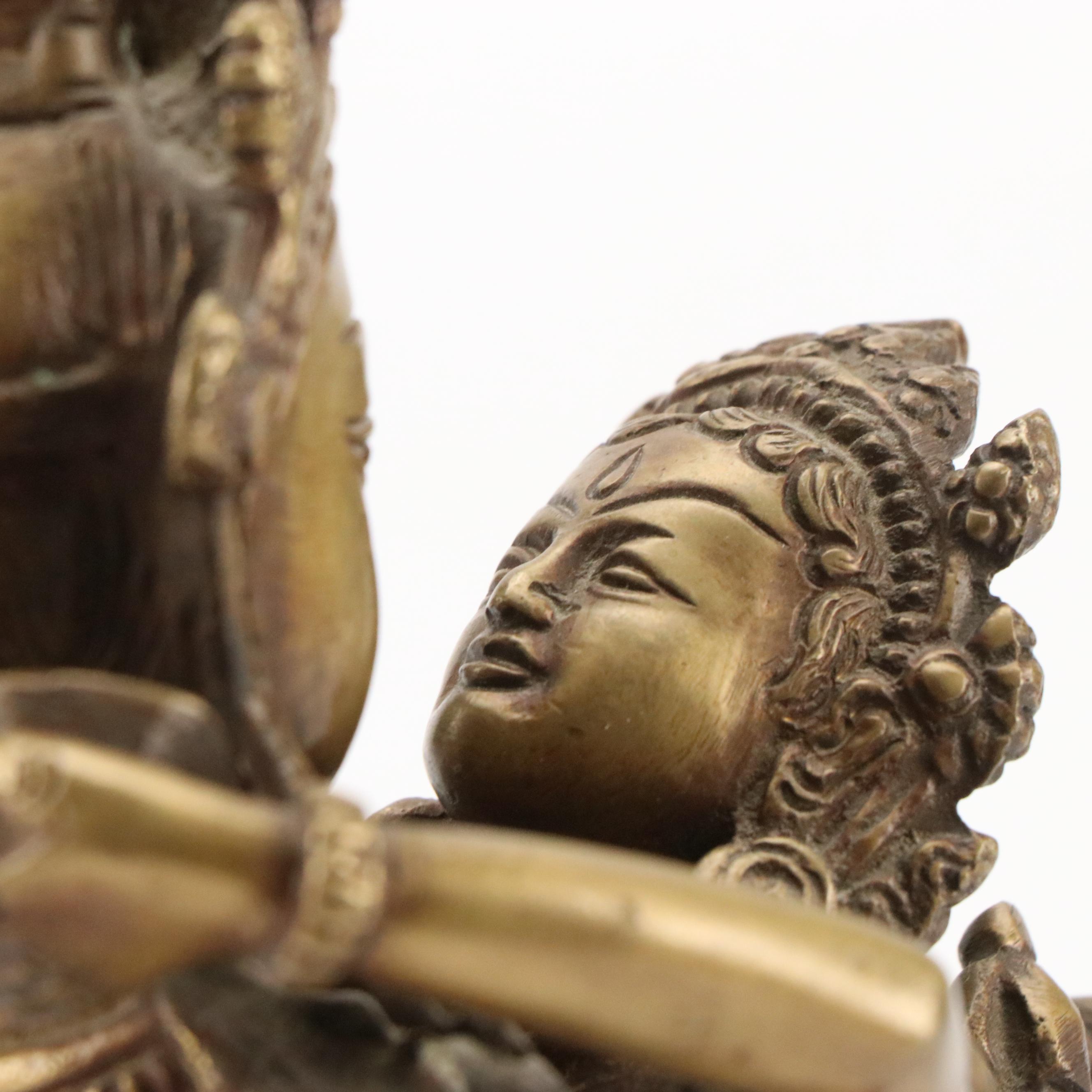 Hindu Bronze Indra and Shachi Statue