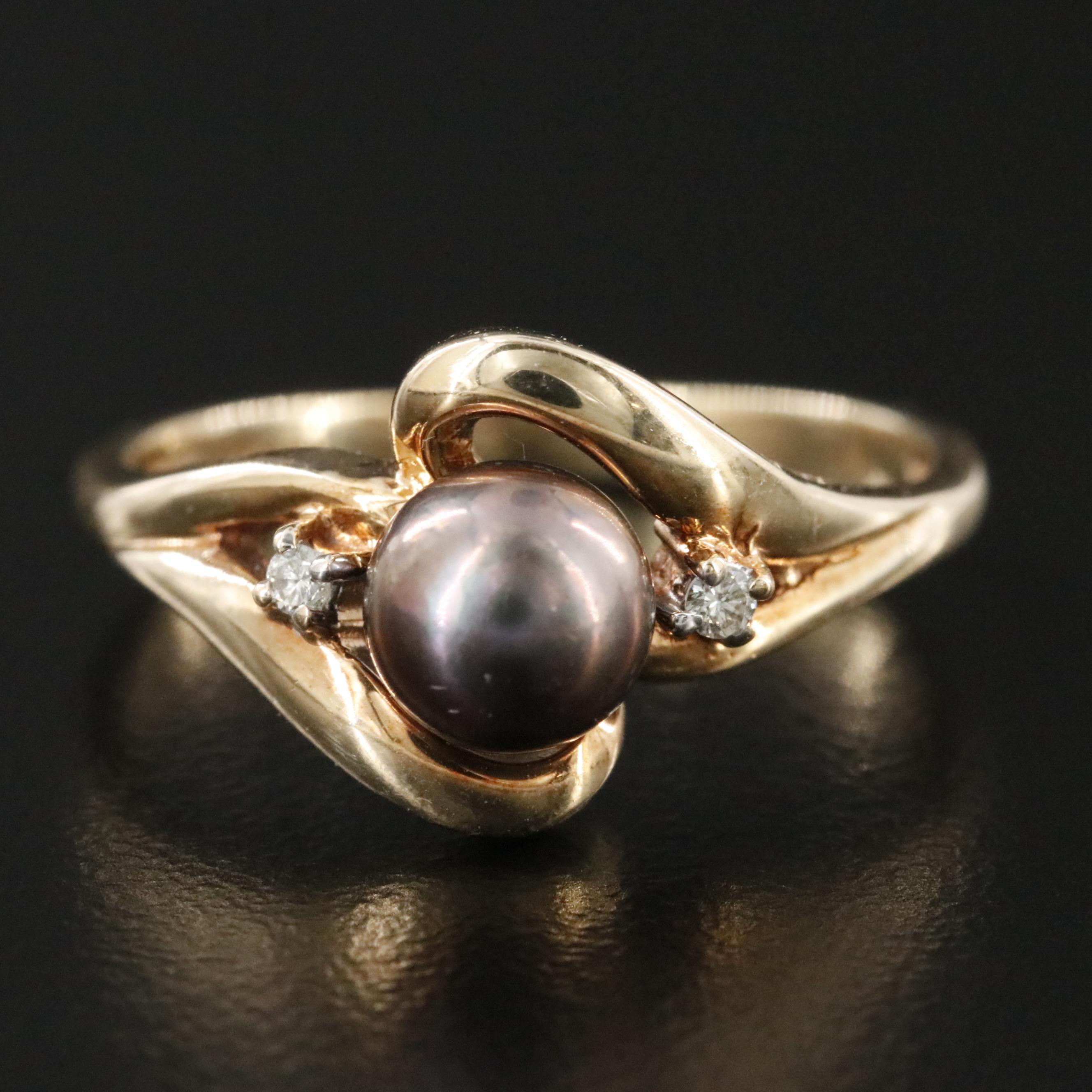 10K Pearl and Diamond Ring