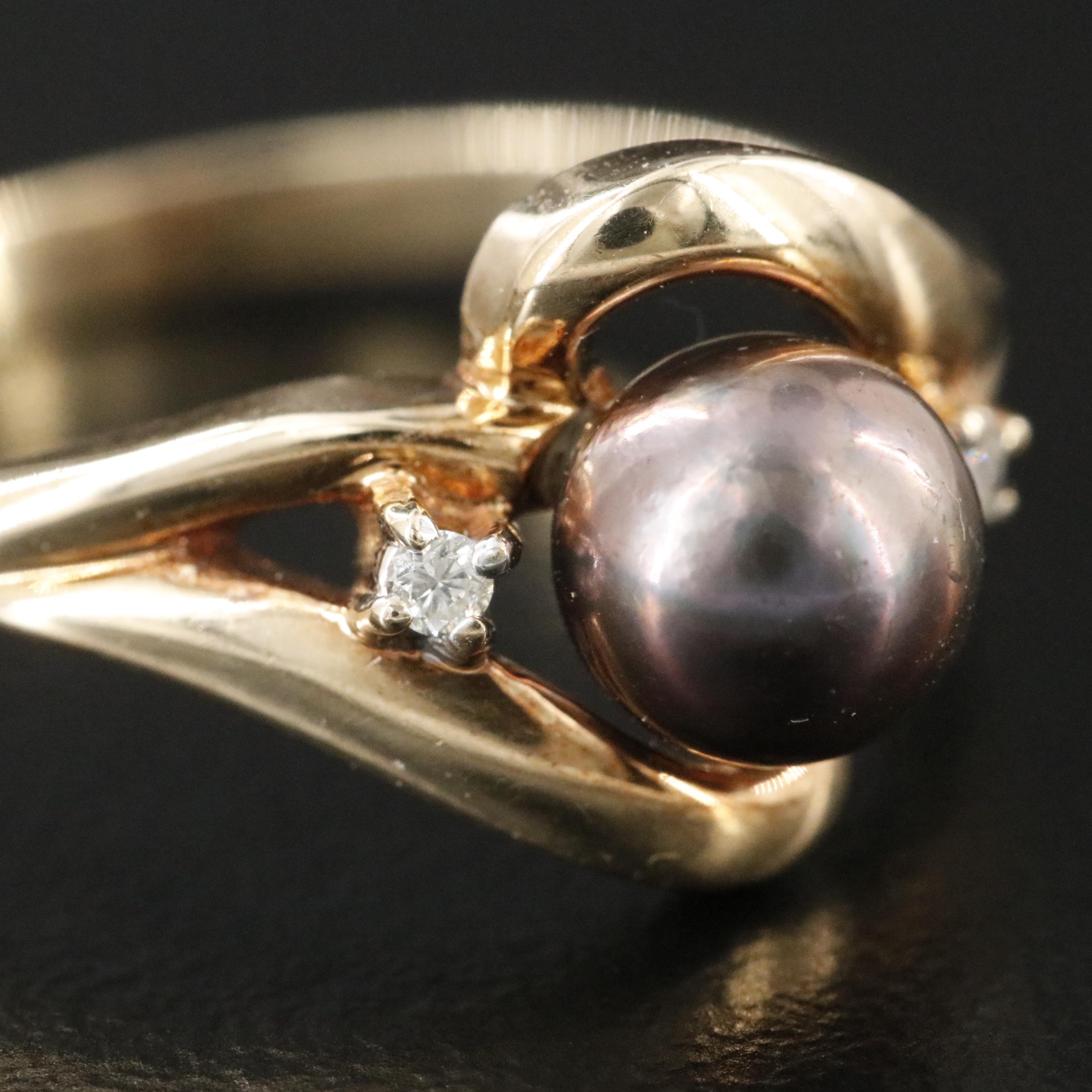 10K Pearl and Diamond Ring