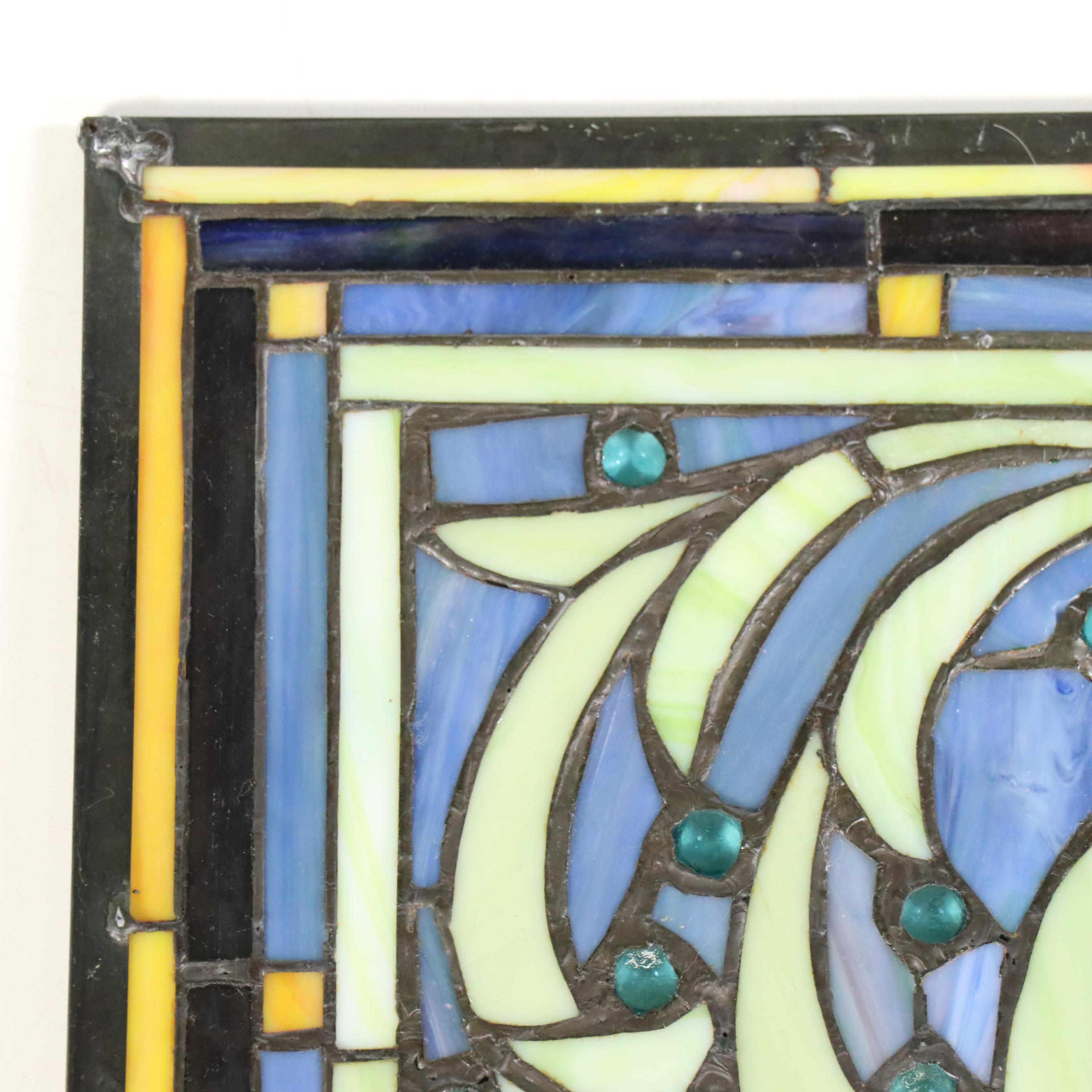 Art Nouveau Style Slag Glass Panel
