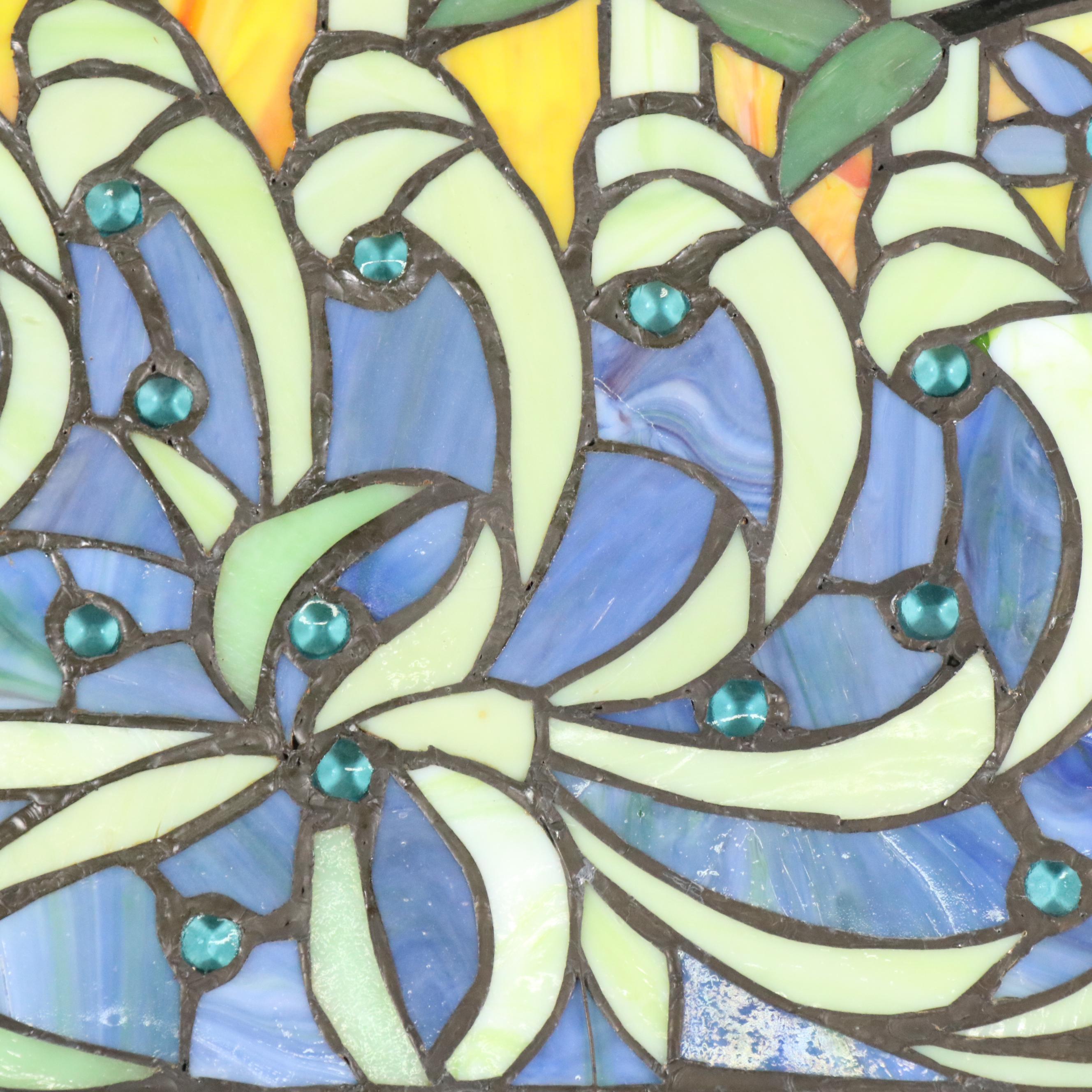 Art Nouveau Style Slag Glass Panel
