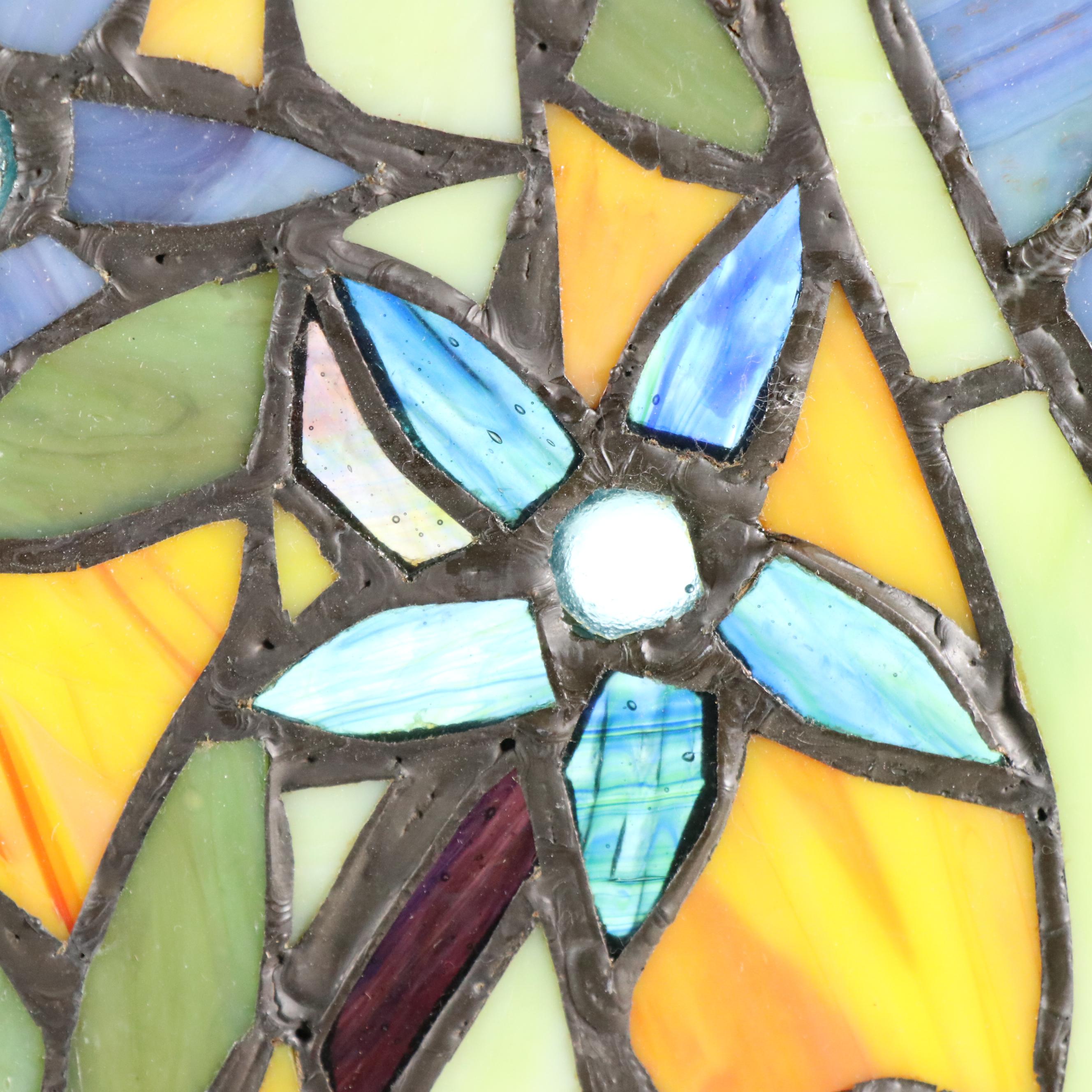 Art Nouveau Style Slag Glass Panel