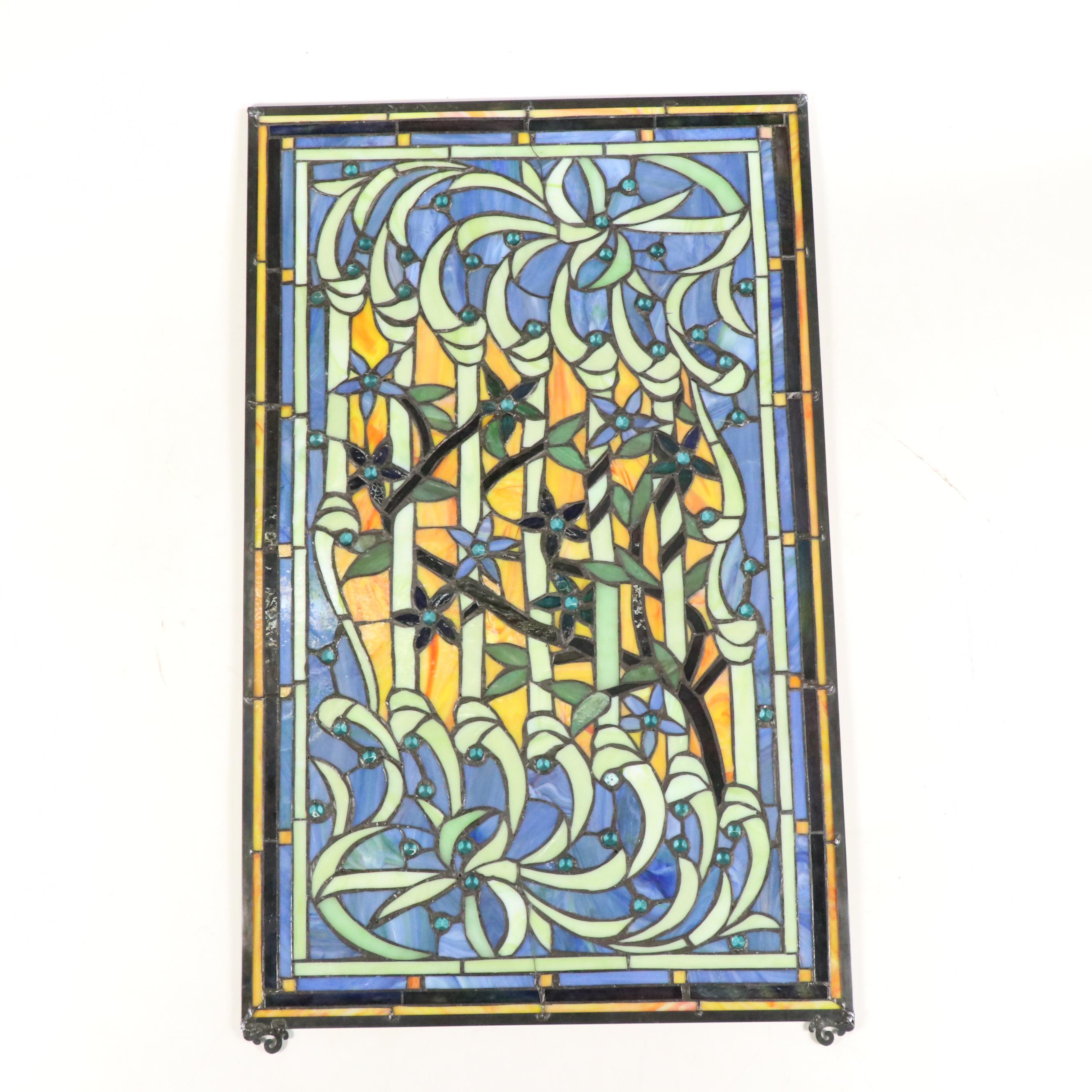 Art Nouveau Style Slag Glass Panel