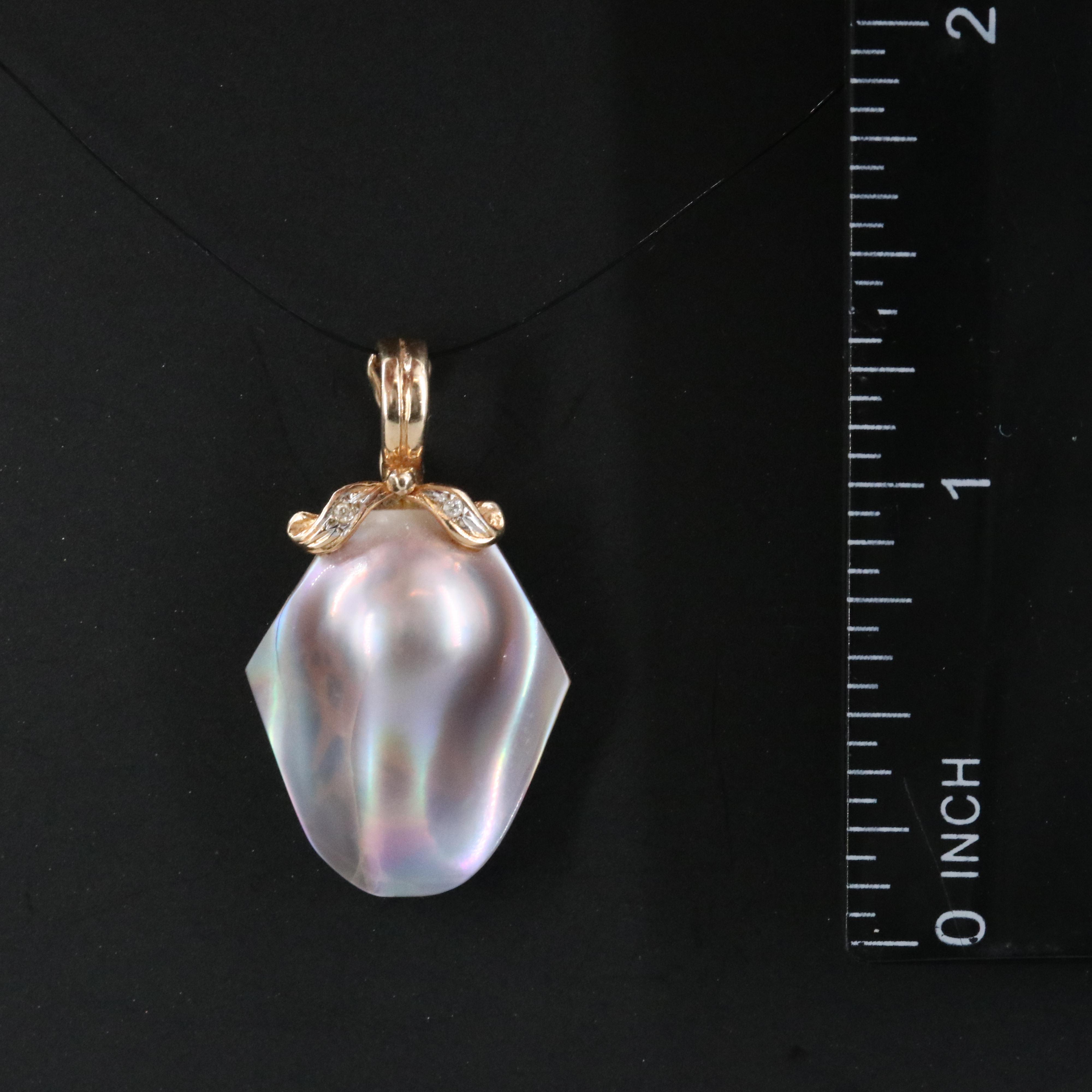 14K Blister Pearl and Diamond Enhancer Pendant