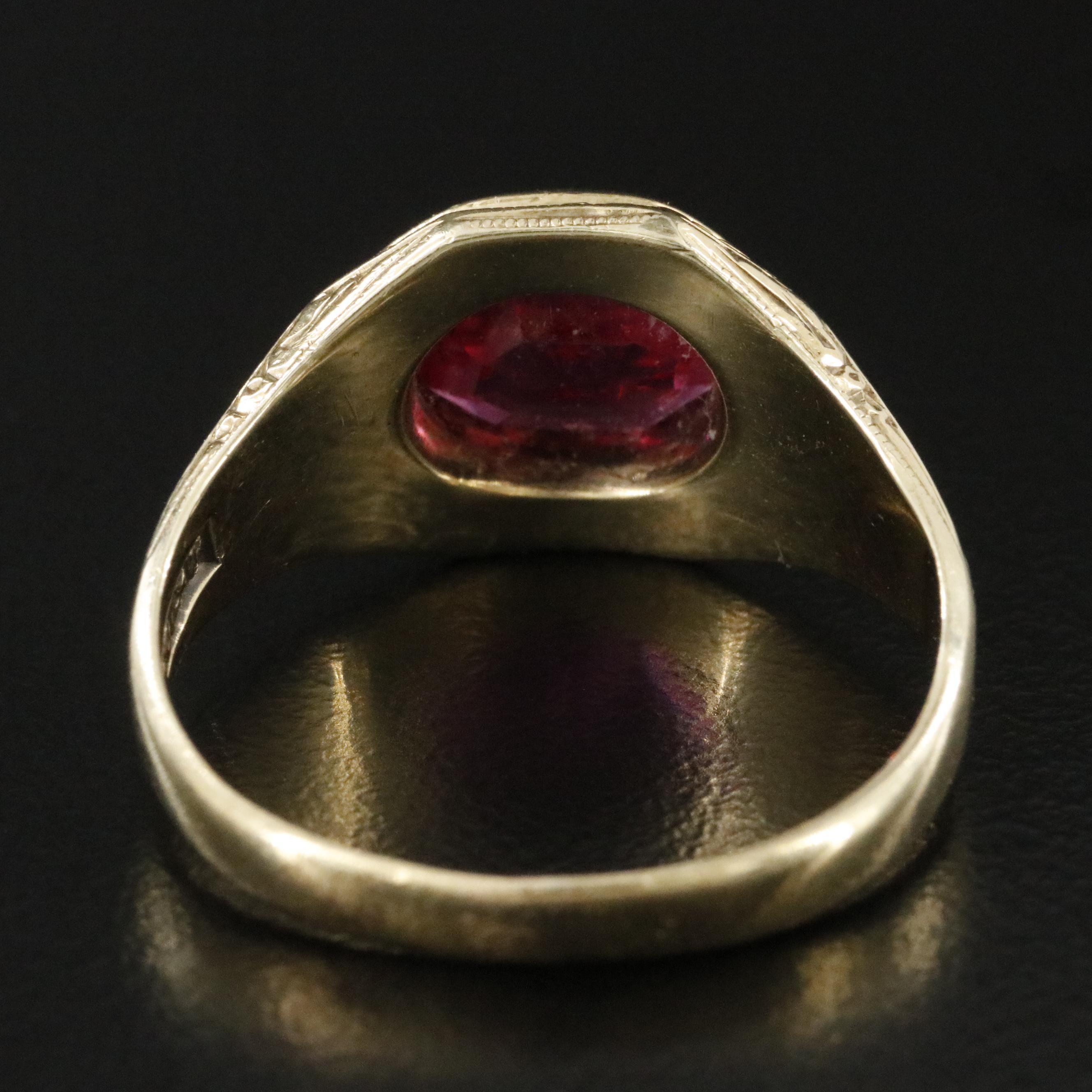 Antique Fraternal 10K Ruby Alpha Tau Omega Ring