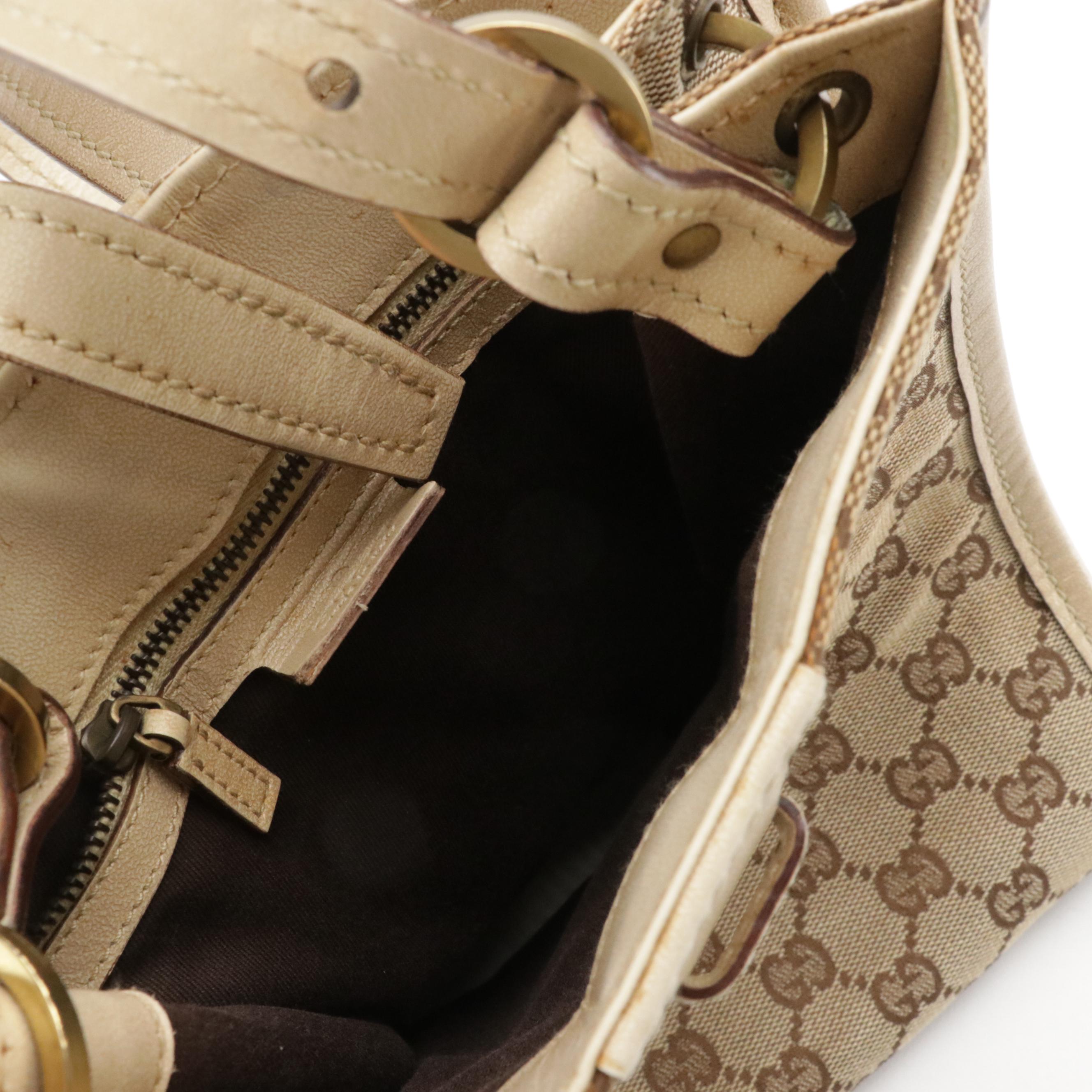 Gucci Vertical tote in Brown GG Canvas and Beige Leather Trim