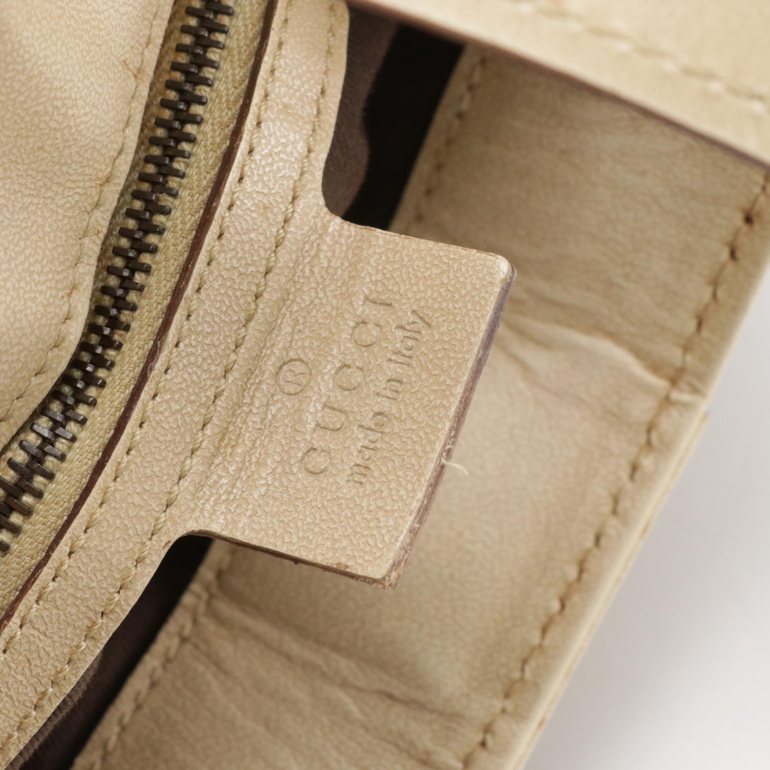 Gucci Vertical tote in Brown GG Canvas and Beige Leather Trim