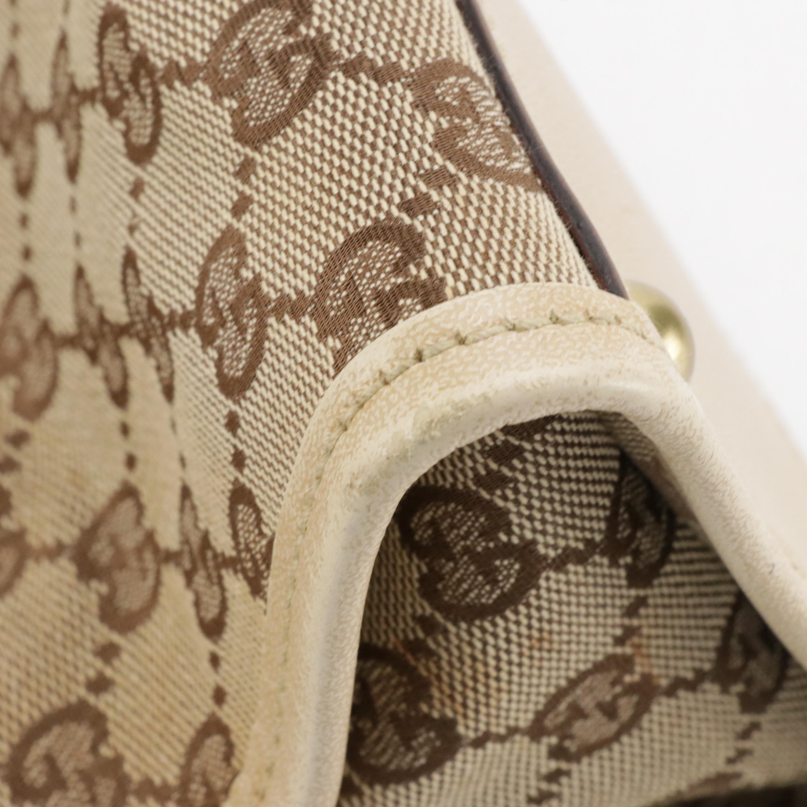 Gucci Vertical tote in Brown GG Canvas and Beige Leather Trim