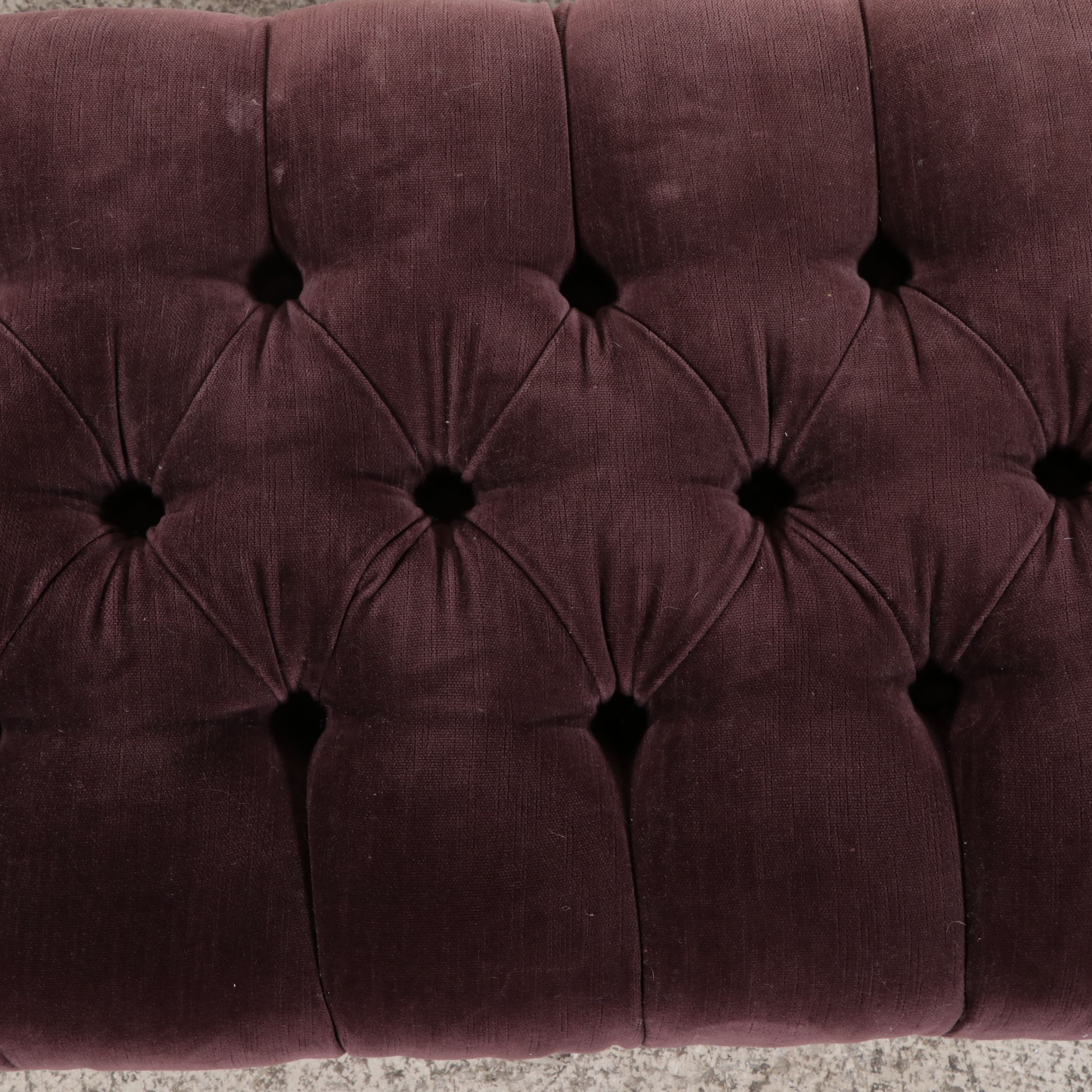 Queen Anne Style Button Tufted Upholstered and Mahogany Bench