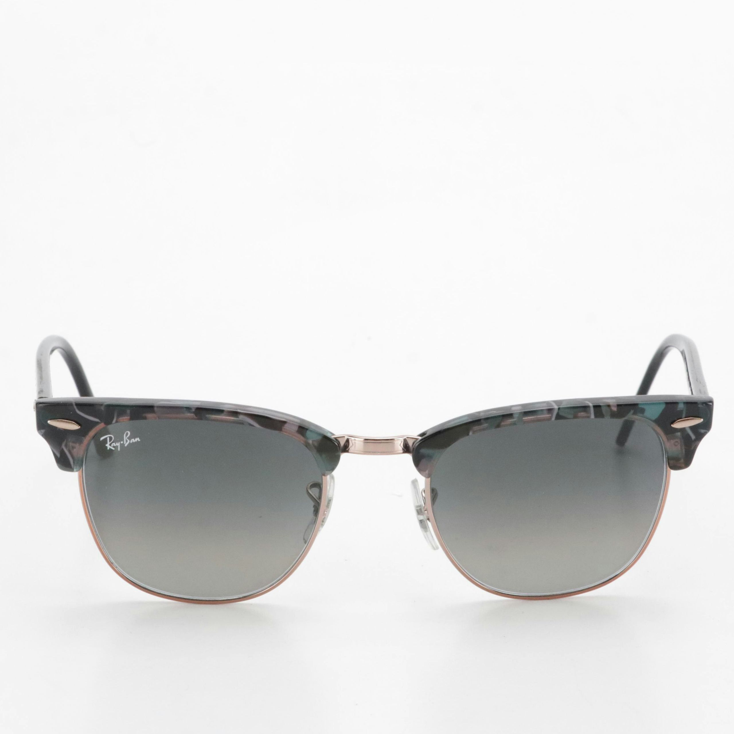 Ray-Ban RB 3016 Clubmaster 1255/71 Unisex Green Fleck Sunglasses in Case