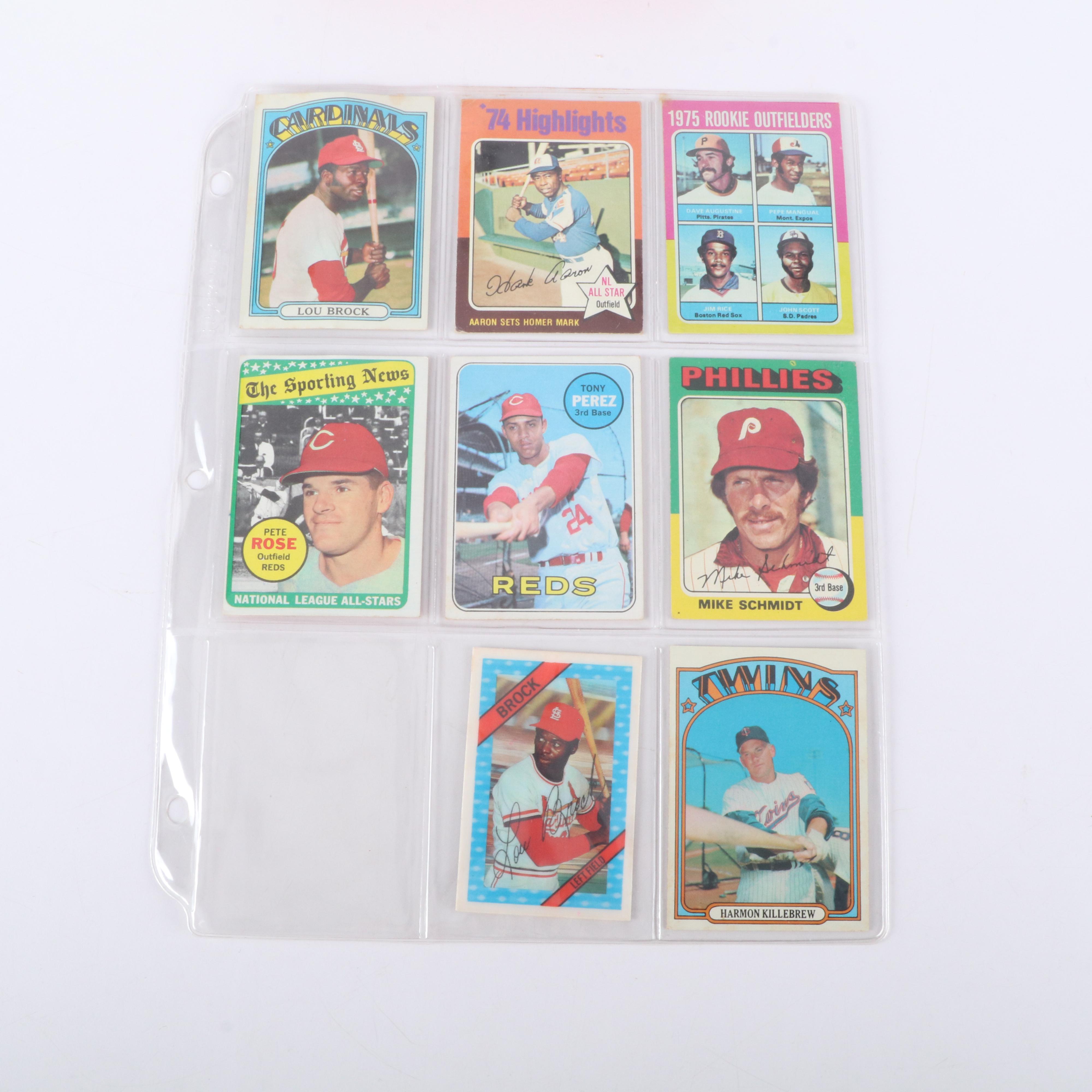 Topps Baseball Cards Featuring Nolan Ryan, Hank Aaron, and More, 1960s-1980s