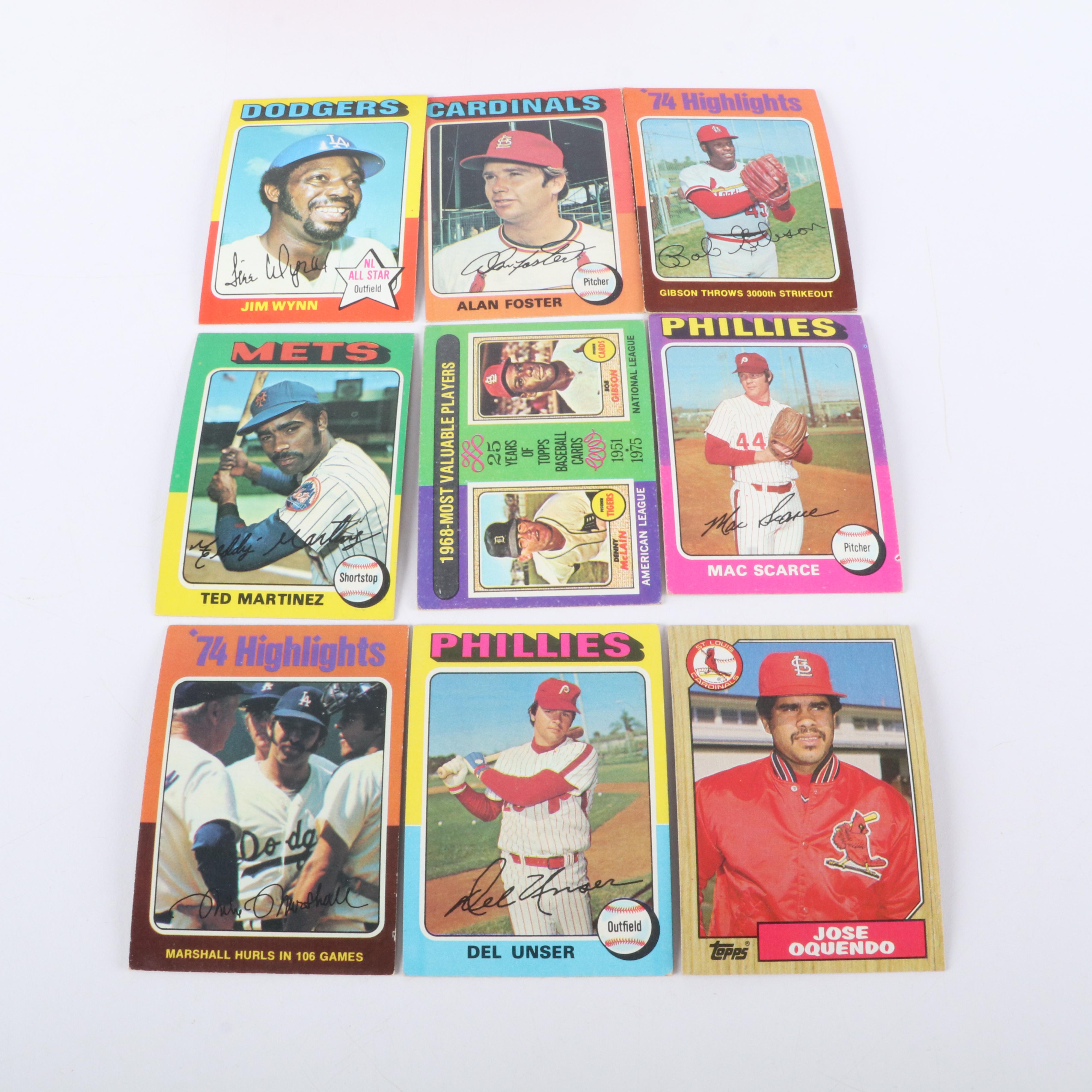 Topps Baseball Cards Featuring Nolan Ryan, Hank Aaron, and More, 1960s-1980s