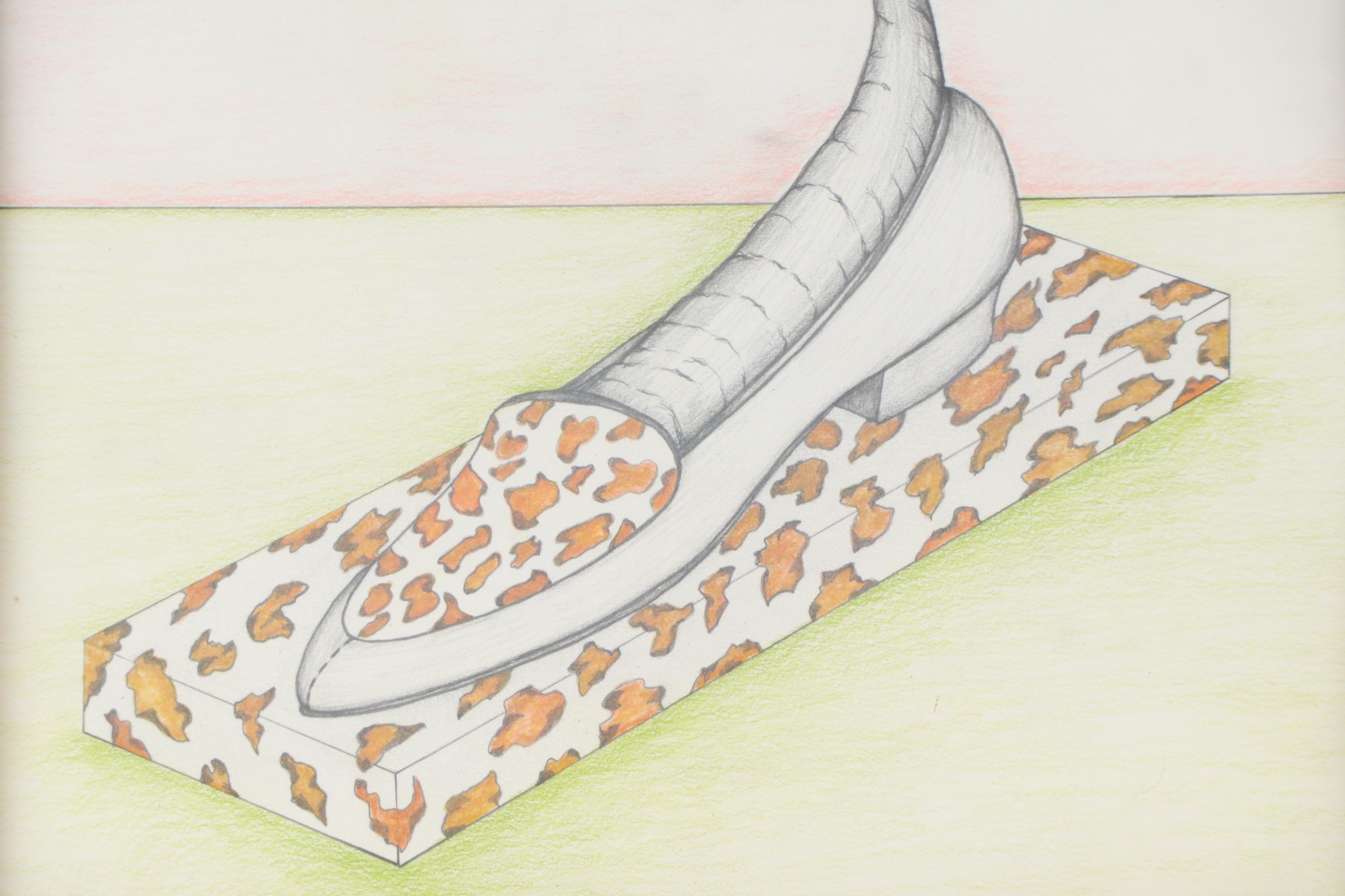 Gary Spradling Colored Pencil Drawing "Shoe-Horn," 1992