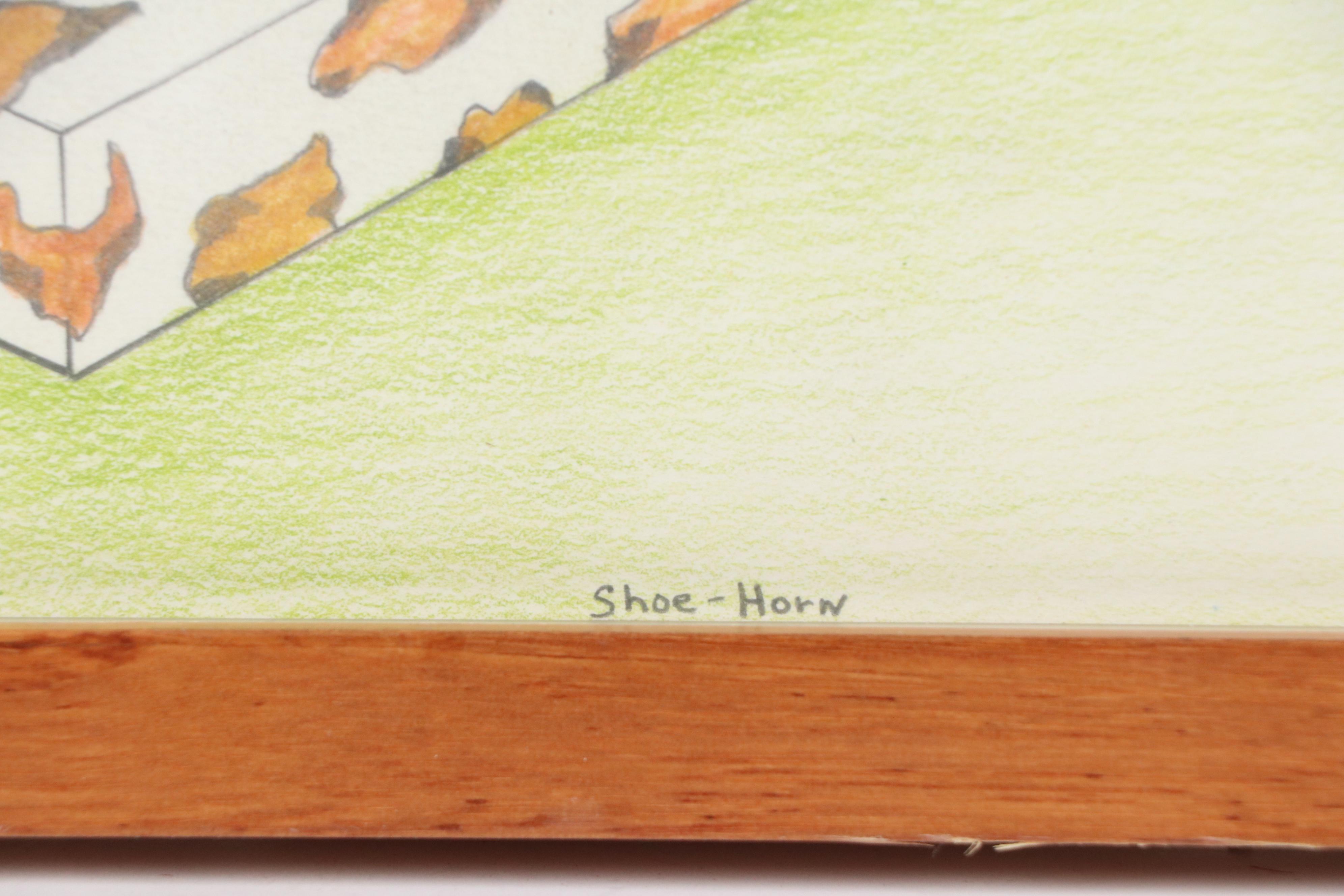 Gary Spradling Colored Pencil Drawing "Shoe-Horn," 1992