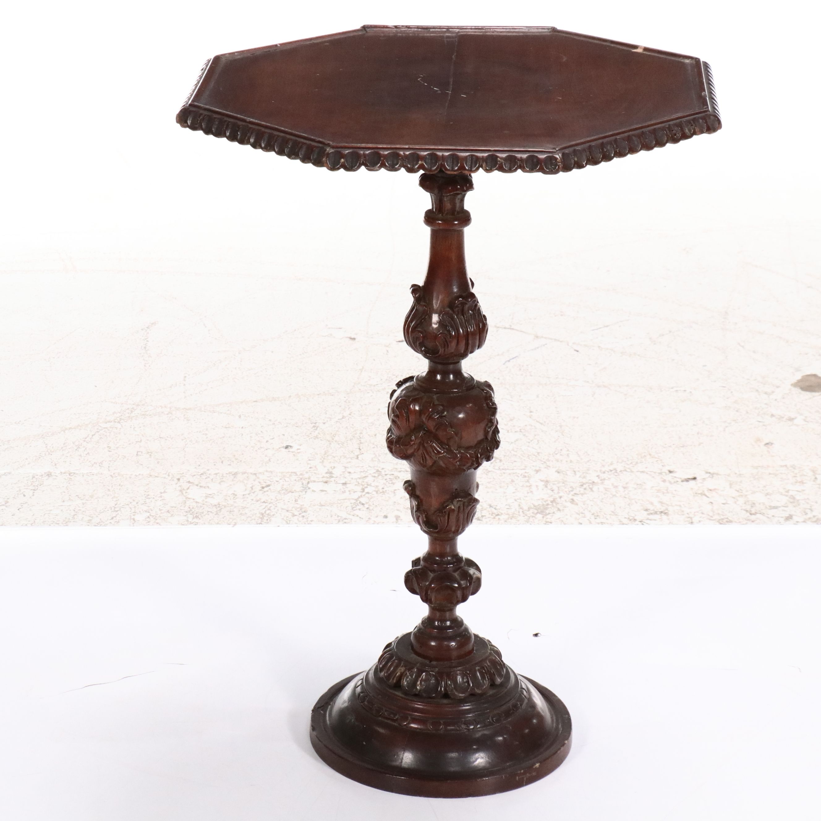 Pair of Renaissance Revival  Style Mahogany Octagonal Accent Tables