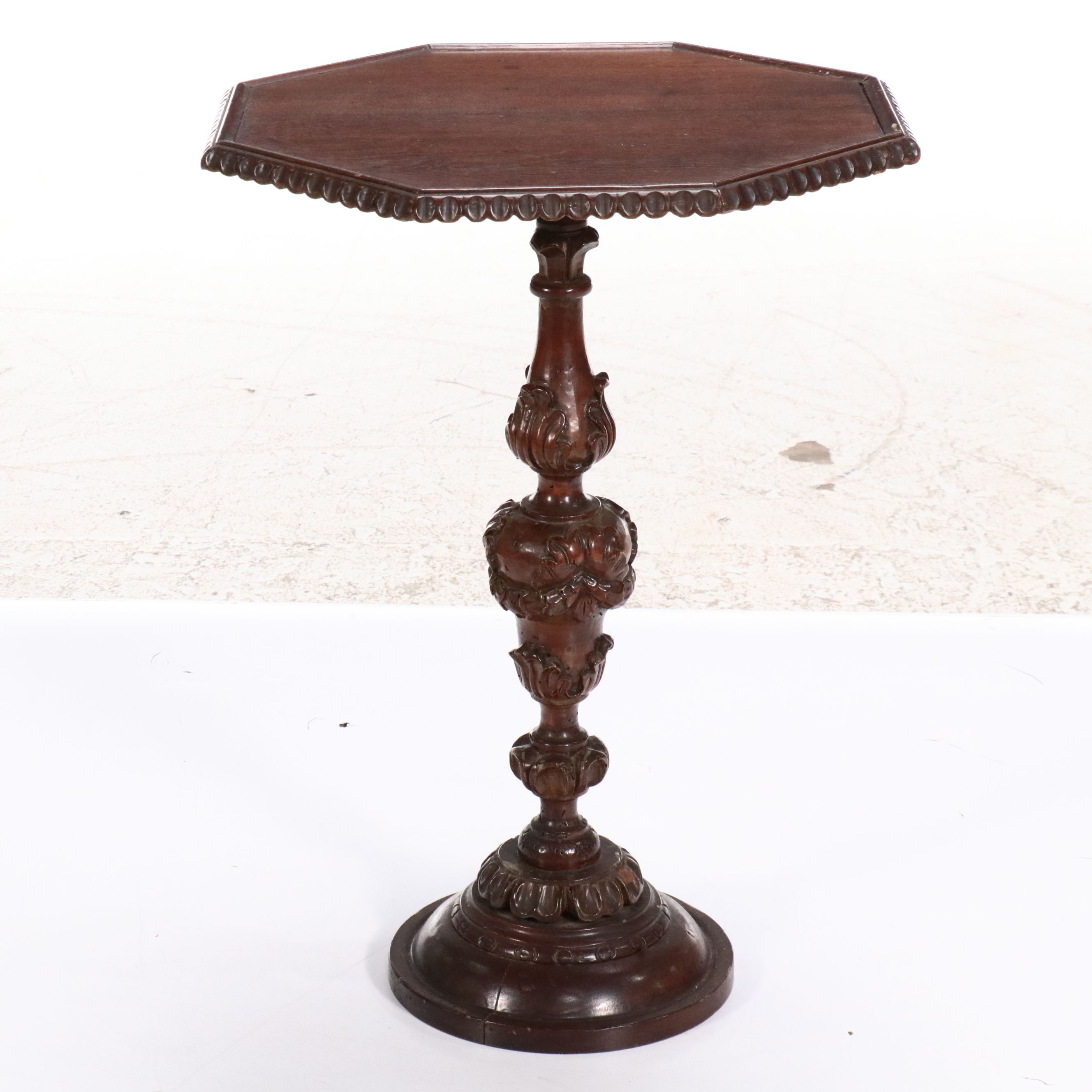 Pair of Renaissance Revival  Style Mahogany Octagonal Accent Tables