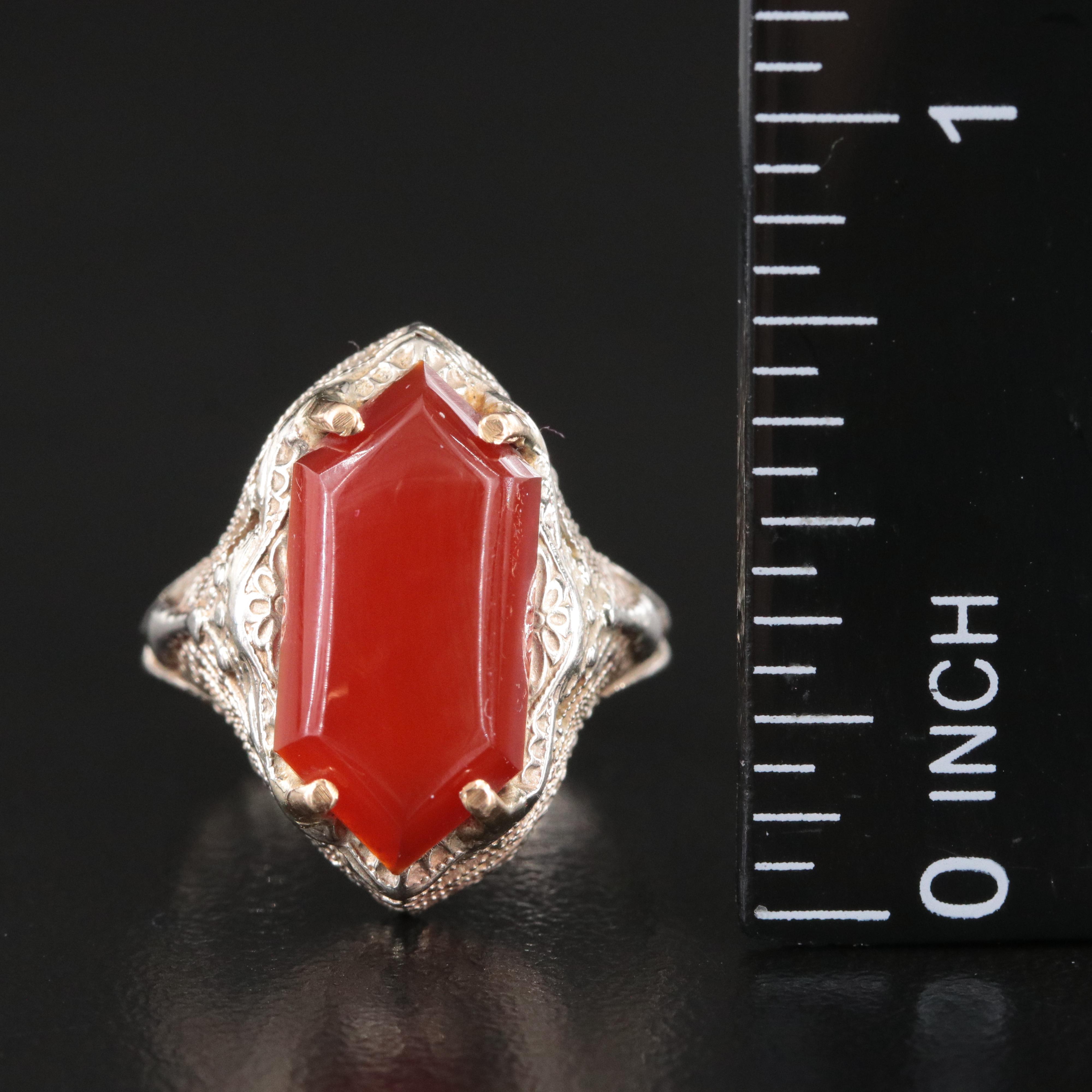 14K Carnelian Filigree Ring