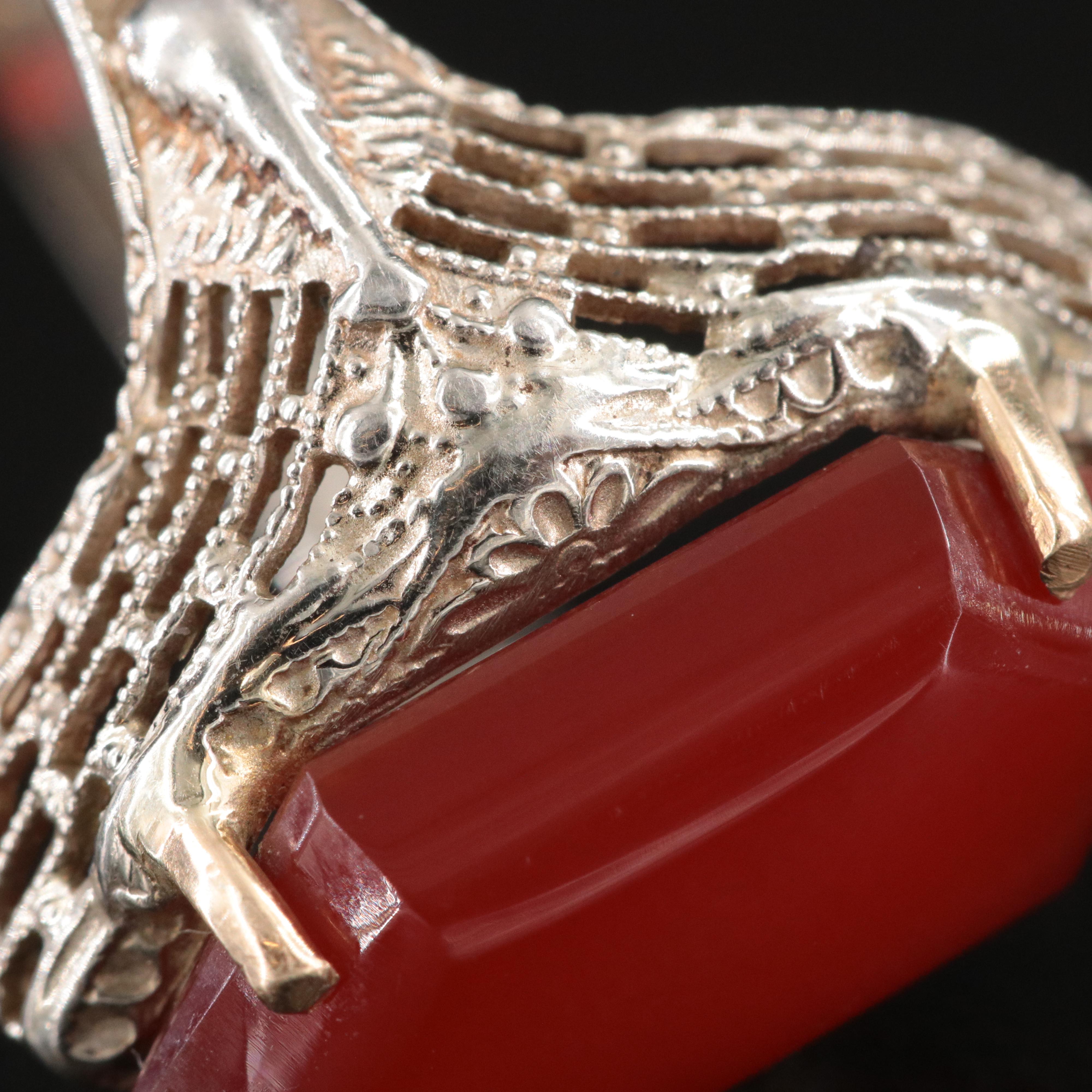 14K Carnelian Filigree Ring