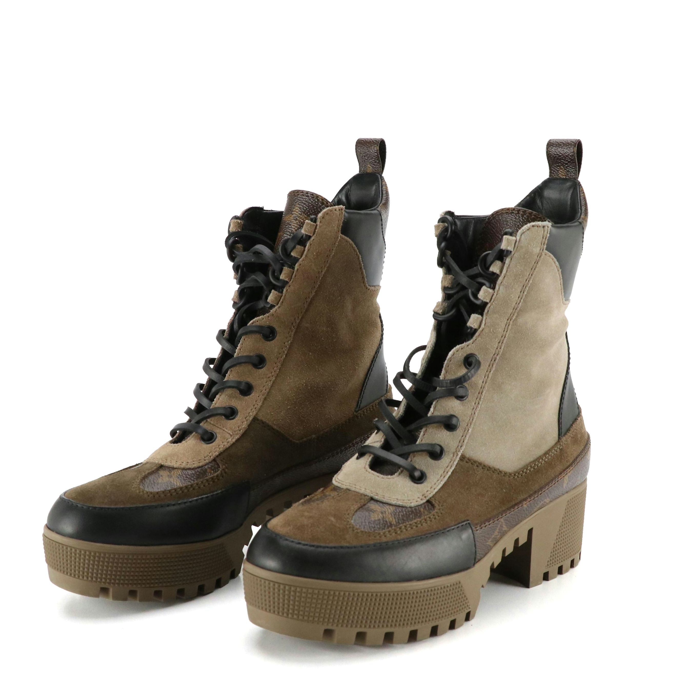 Louis Vuitton Laureate Desert Boots in Suede, Leather and Monogram Canvas