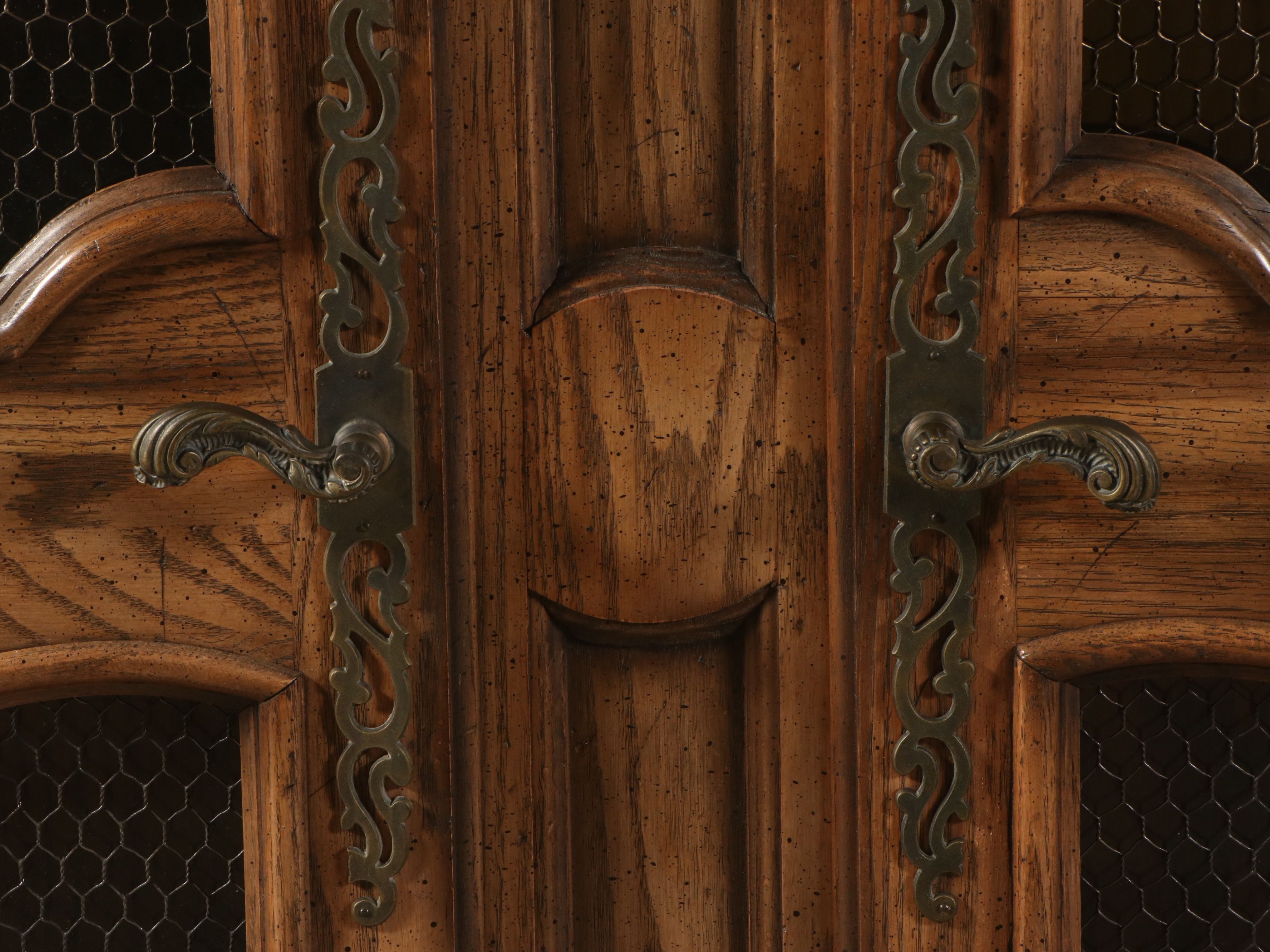French Provincial Style Pecan Illuminated China Cabinet