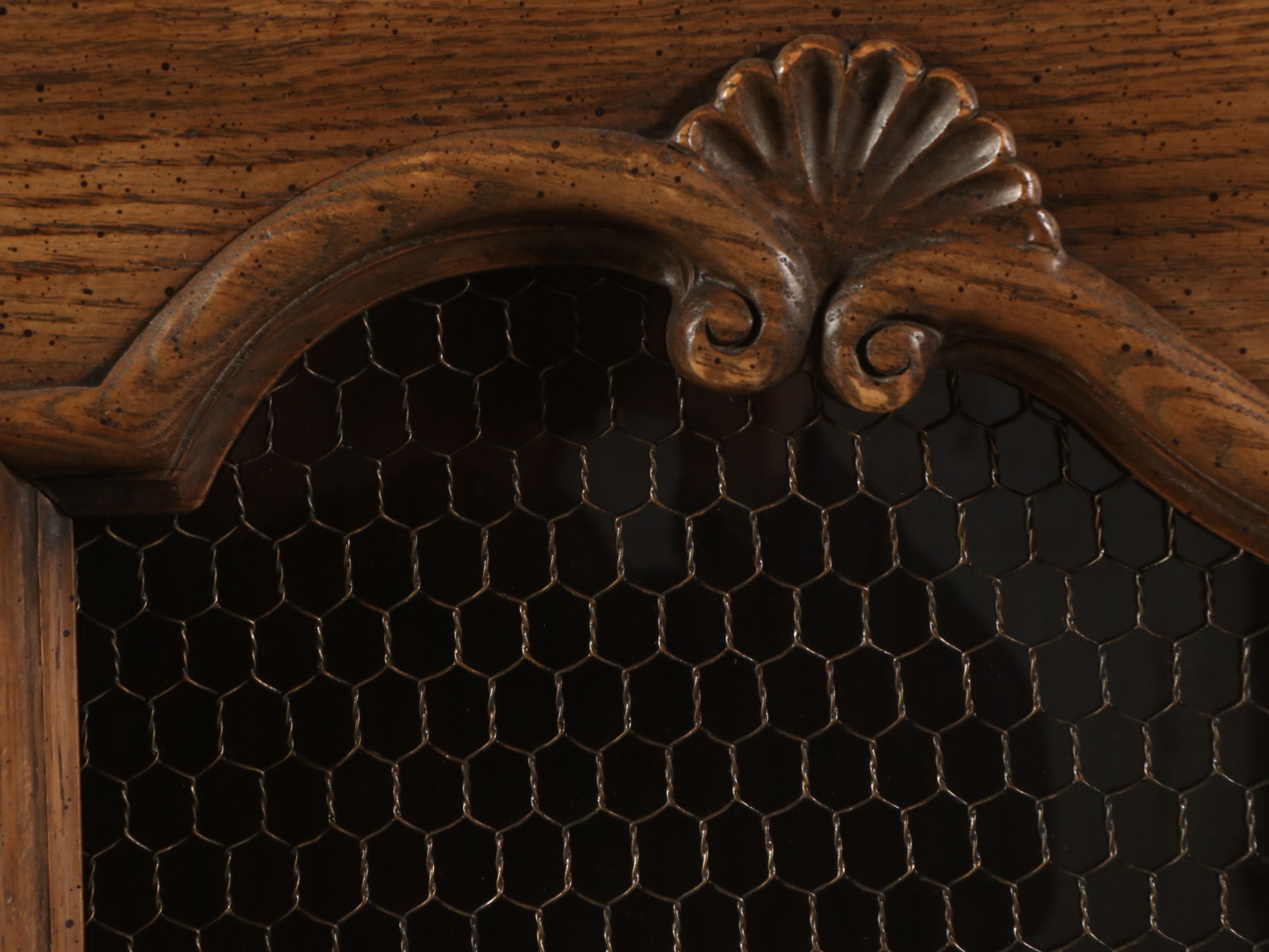 French Provincial Style Pecan Illuminated China Cabinet