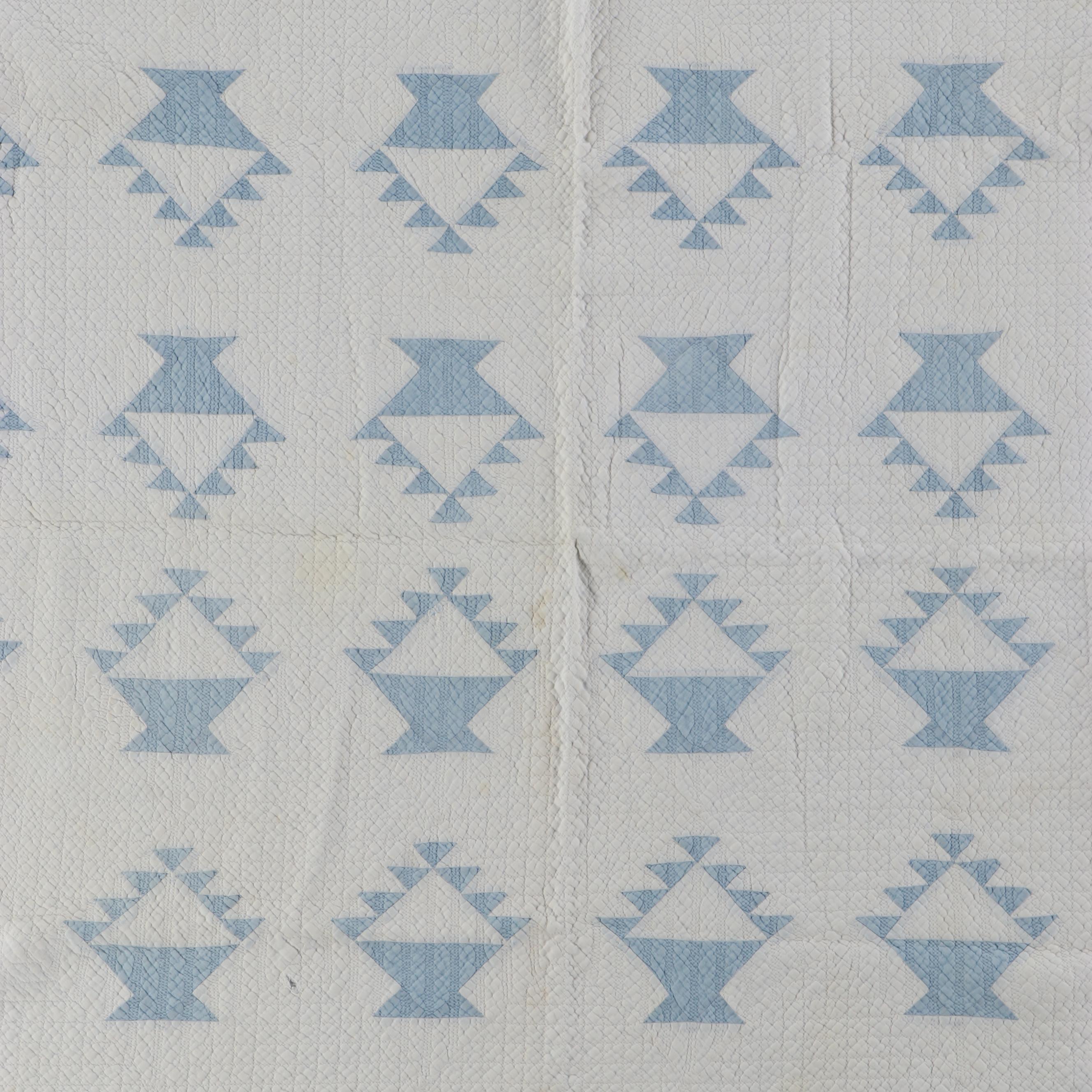 Handmade "Ohio Star" and "Flower Basket" Appliqué Quilts