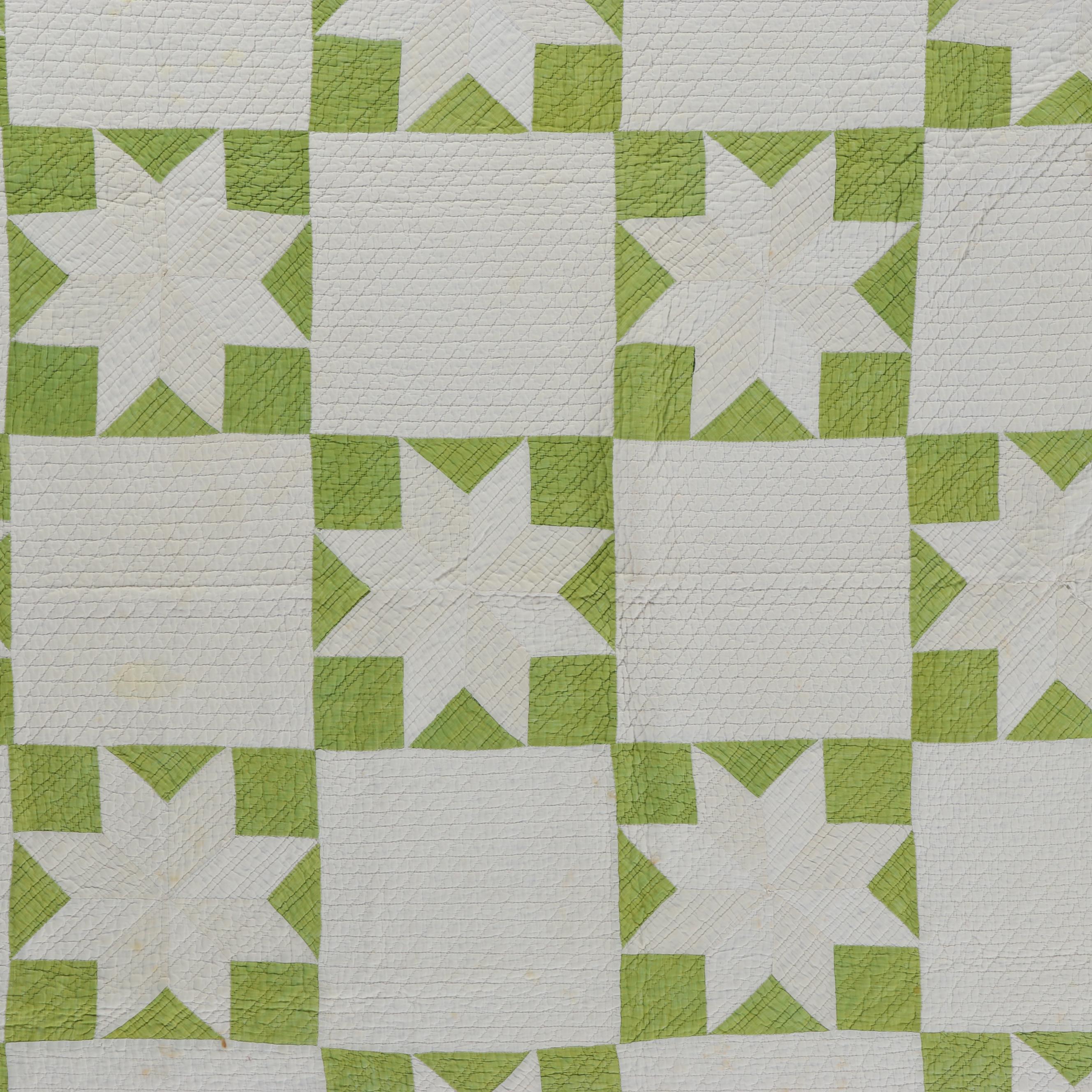 Handmade "Ohio Star" and "Flower Basket" Appliqué Quilts