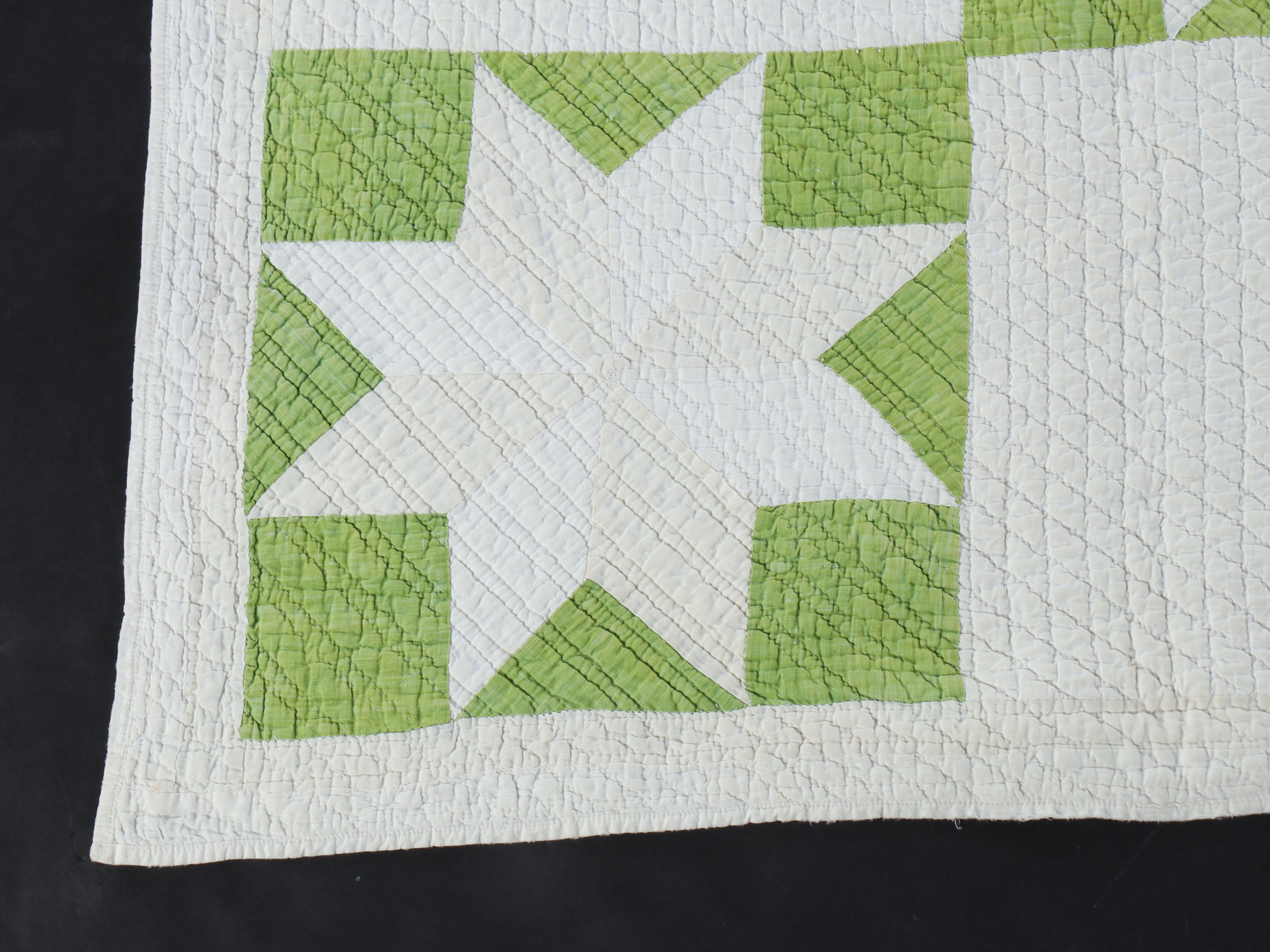 Handmade "Ohio Star" and "Flower Basket" Appliqué Quilts