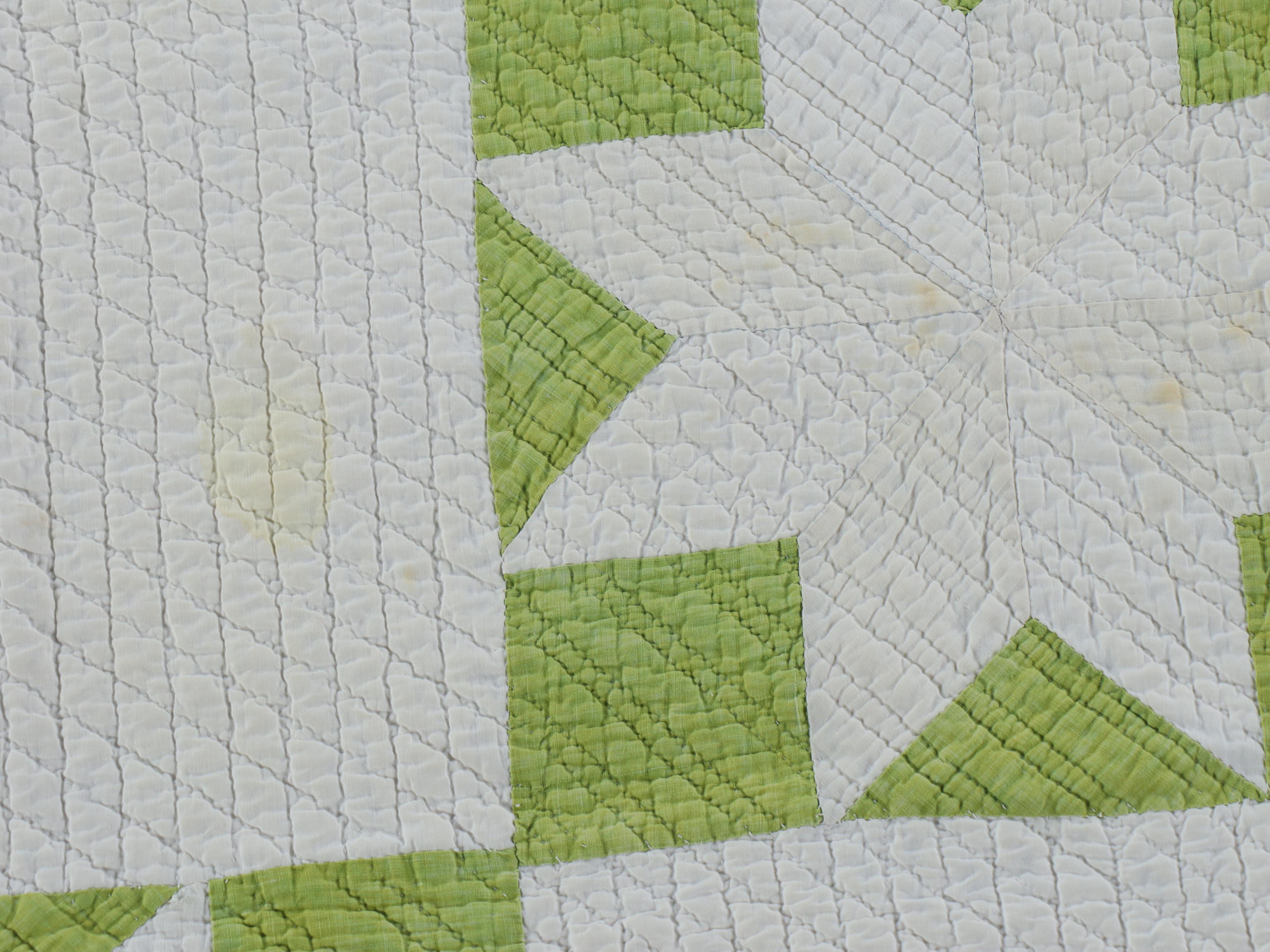 Handmade "Ohio Star" and "Flower Basket" Appliqué Quilts