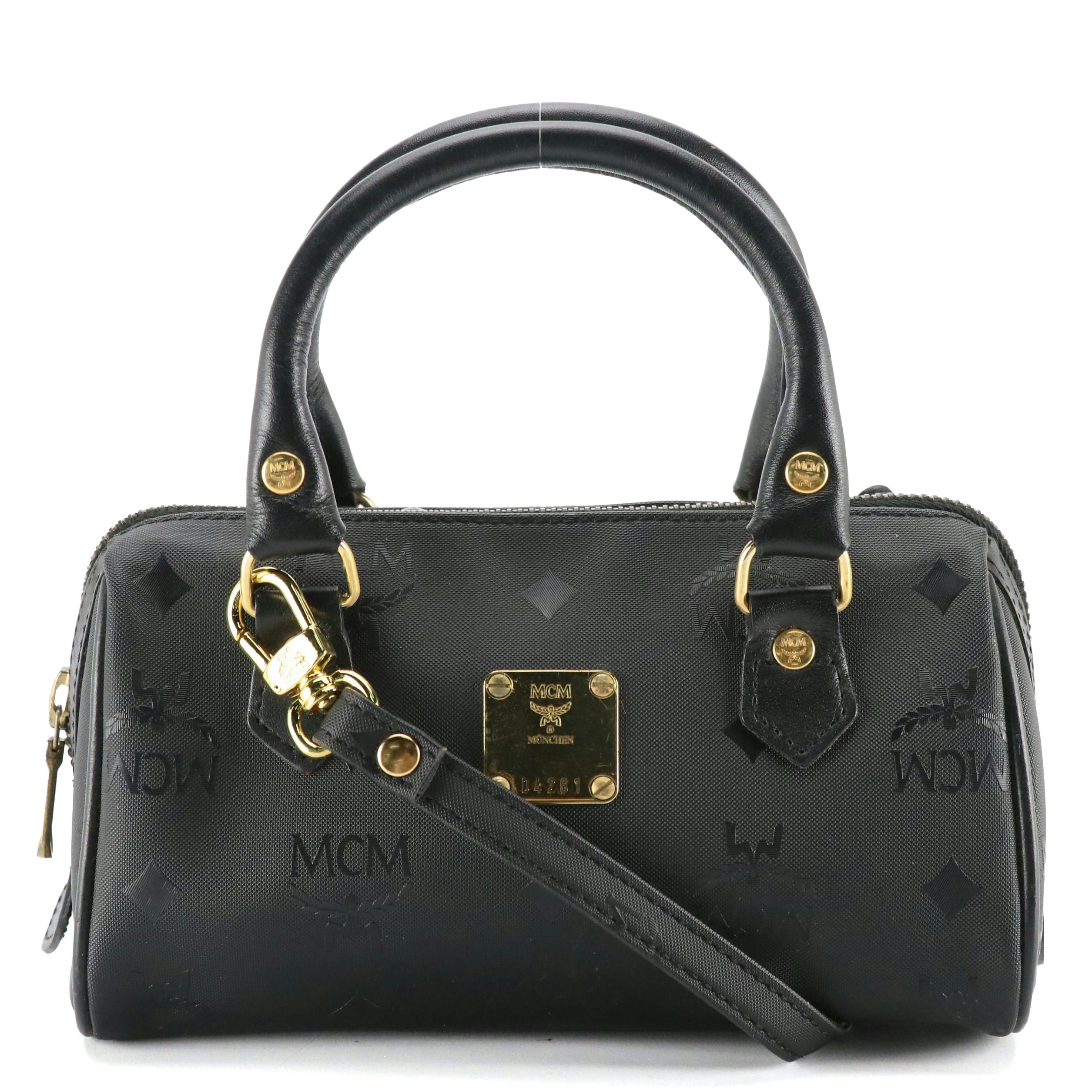 MCM Mini Two-Way Bag in Black Visetos Nylon Canvas
