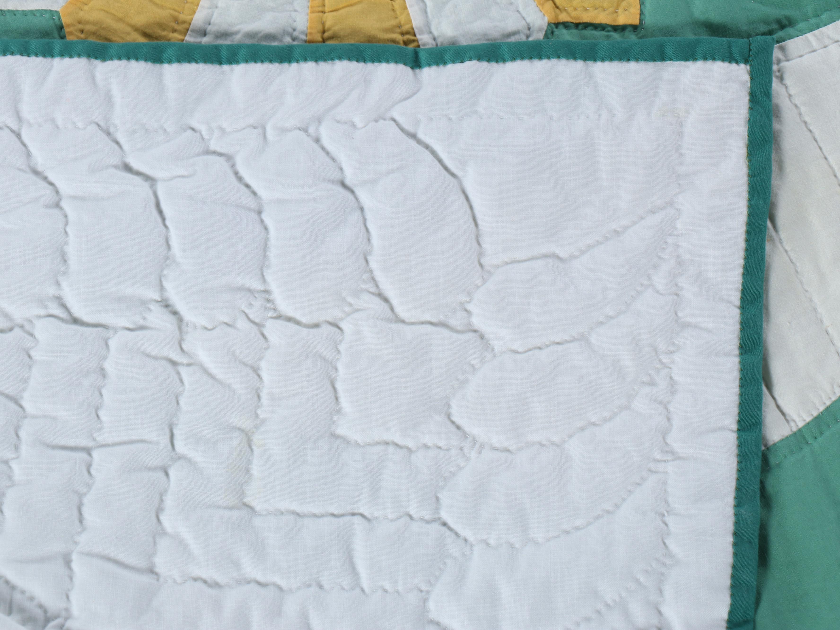 Handmade Floral Appliqué Quilt, Late 20th Century