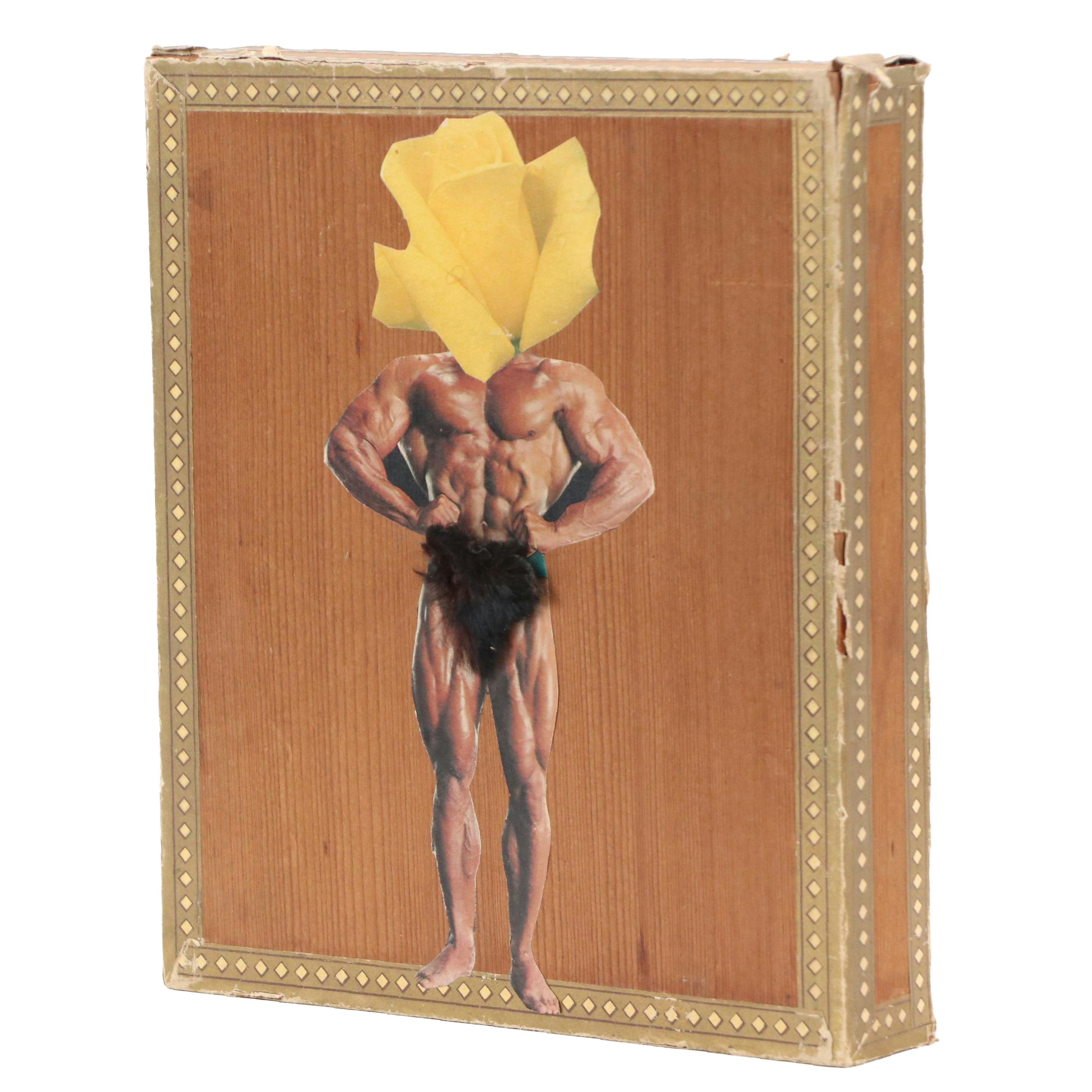 Gary Spradling Mixed Media Collage "Rose Bud," 1984