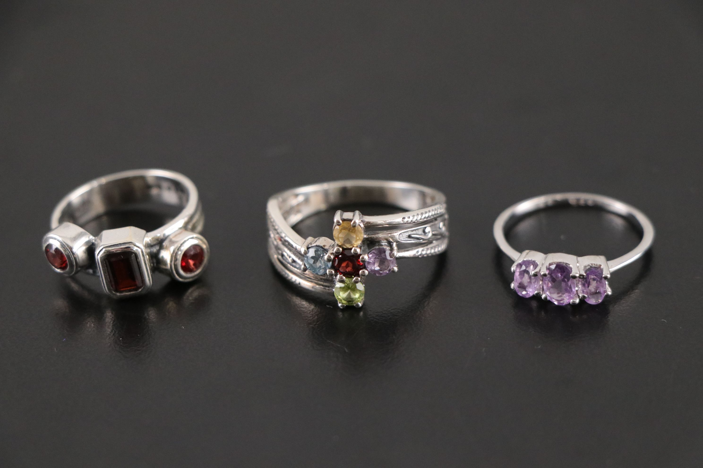 14 Assorted Sterling Silver Rings, Necklaces and Earrings