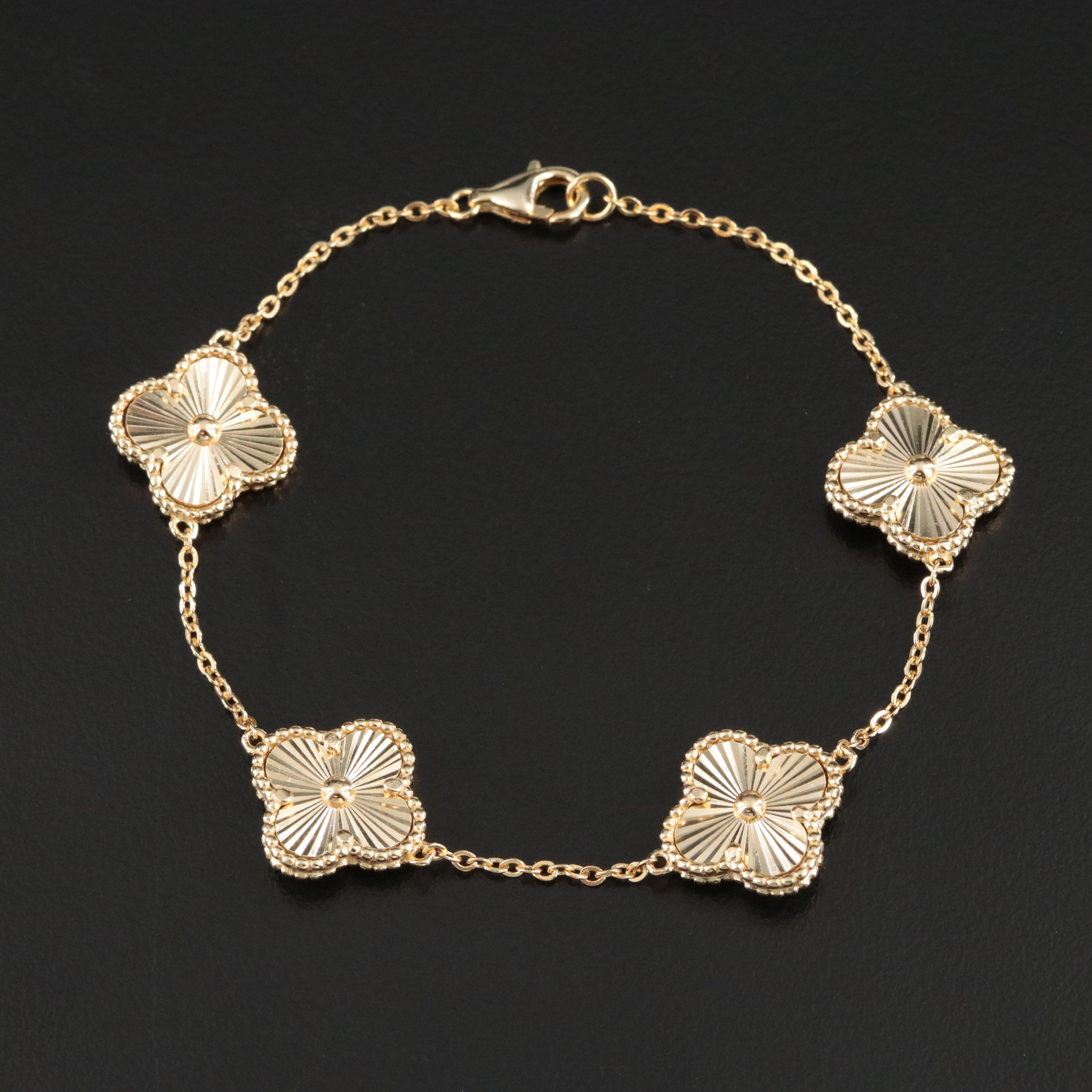 Sterling Quatrefoil Station Bracelet