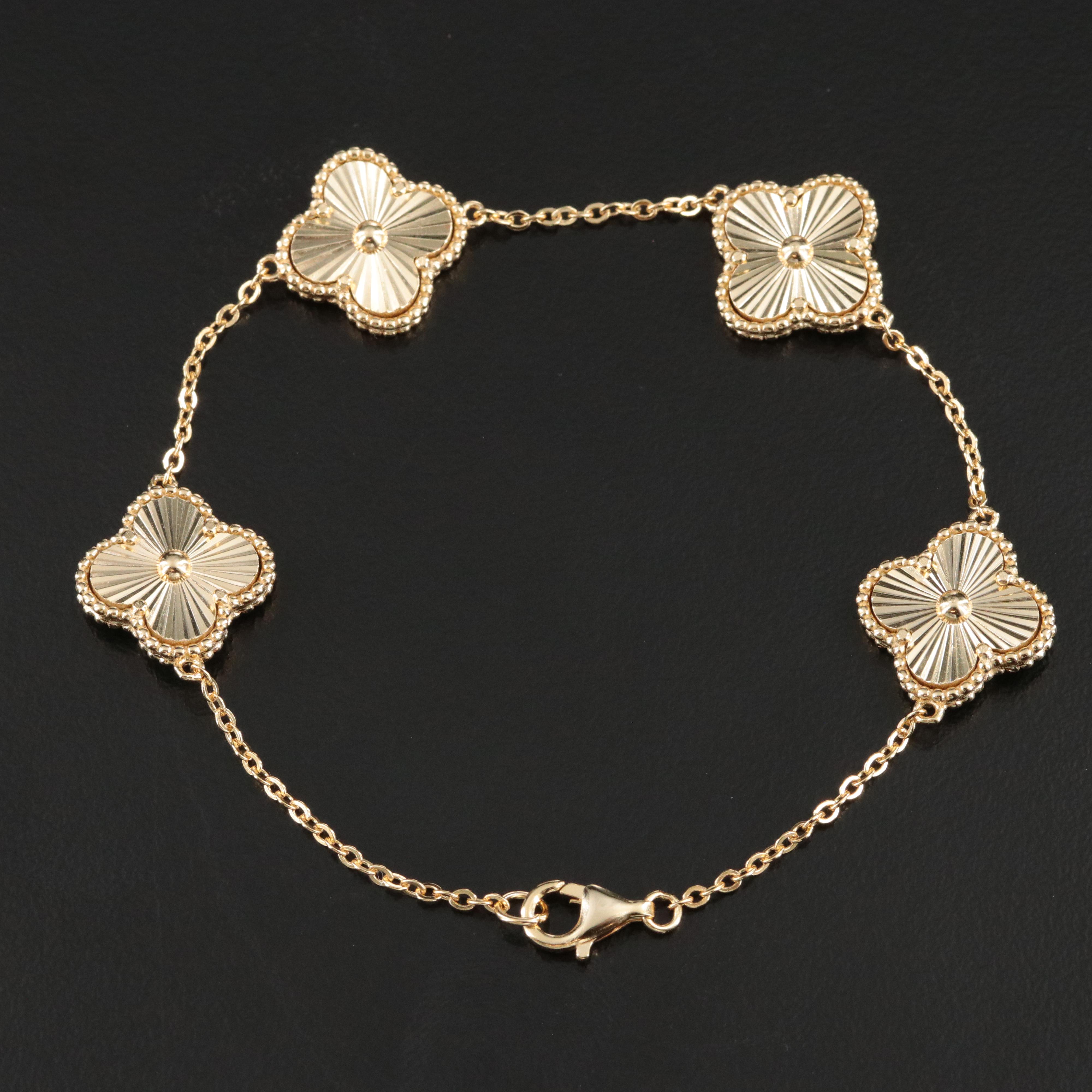Sterling Quatrefoil Station Bracelet
