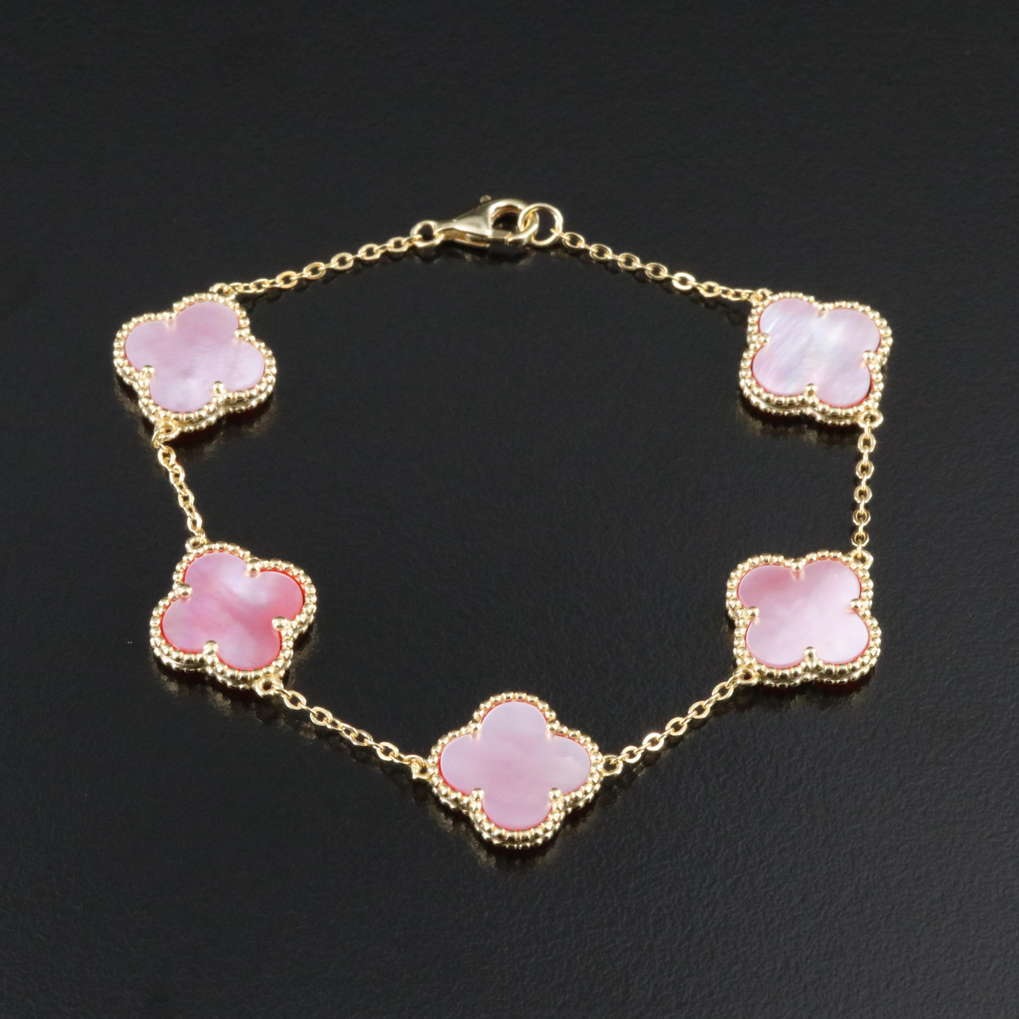 Sterling Mother-of-Pearl Quatrefoil Bracelet