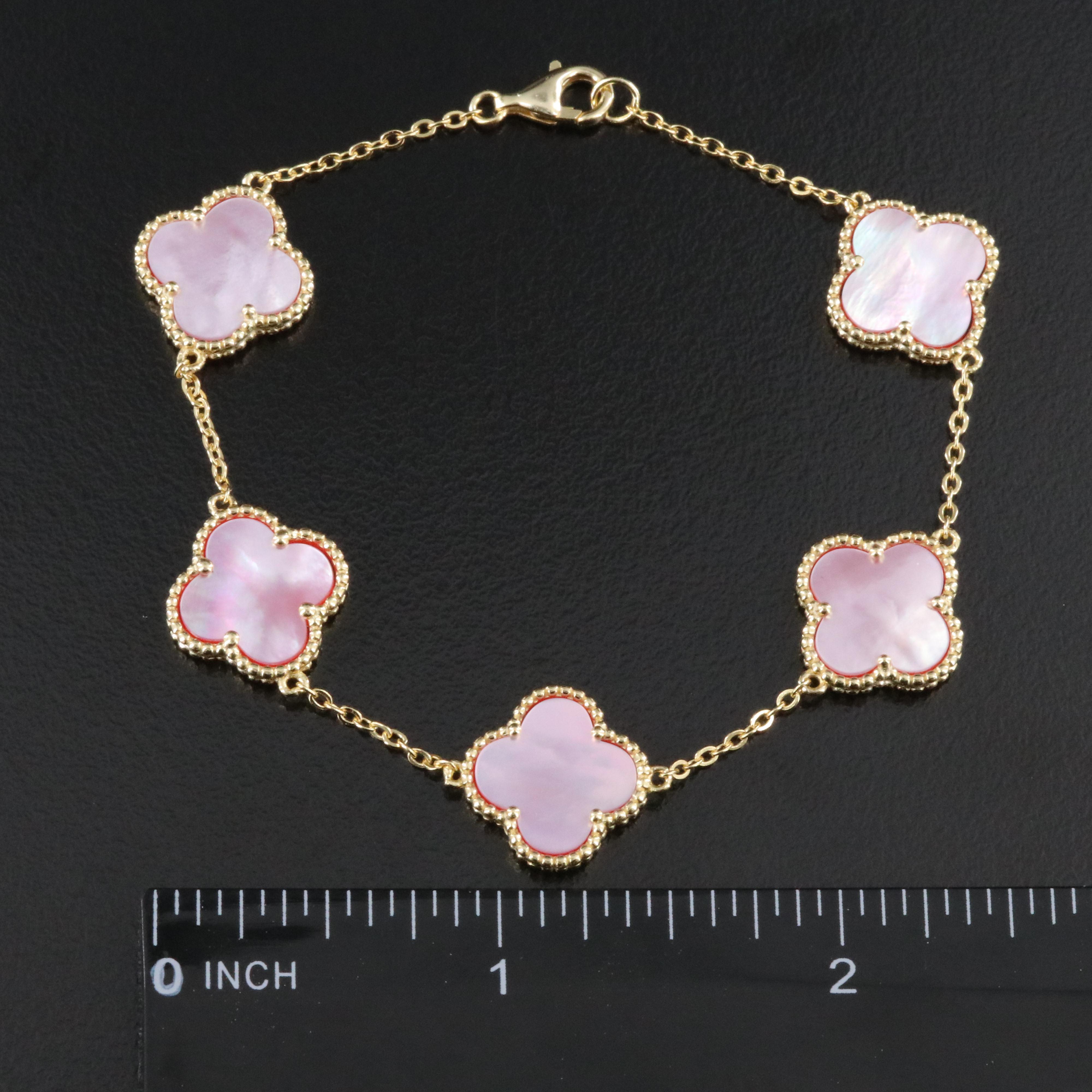 Sterling Mother-of-Pearl Quatrefoil Bracelet