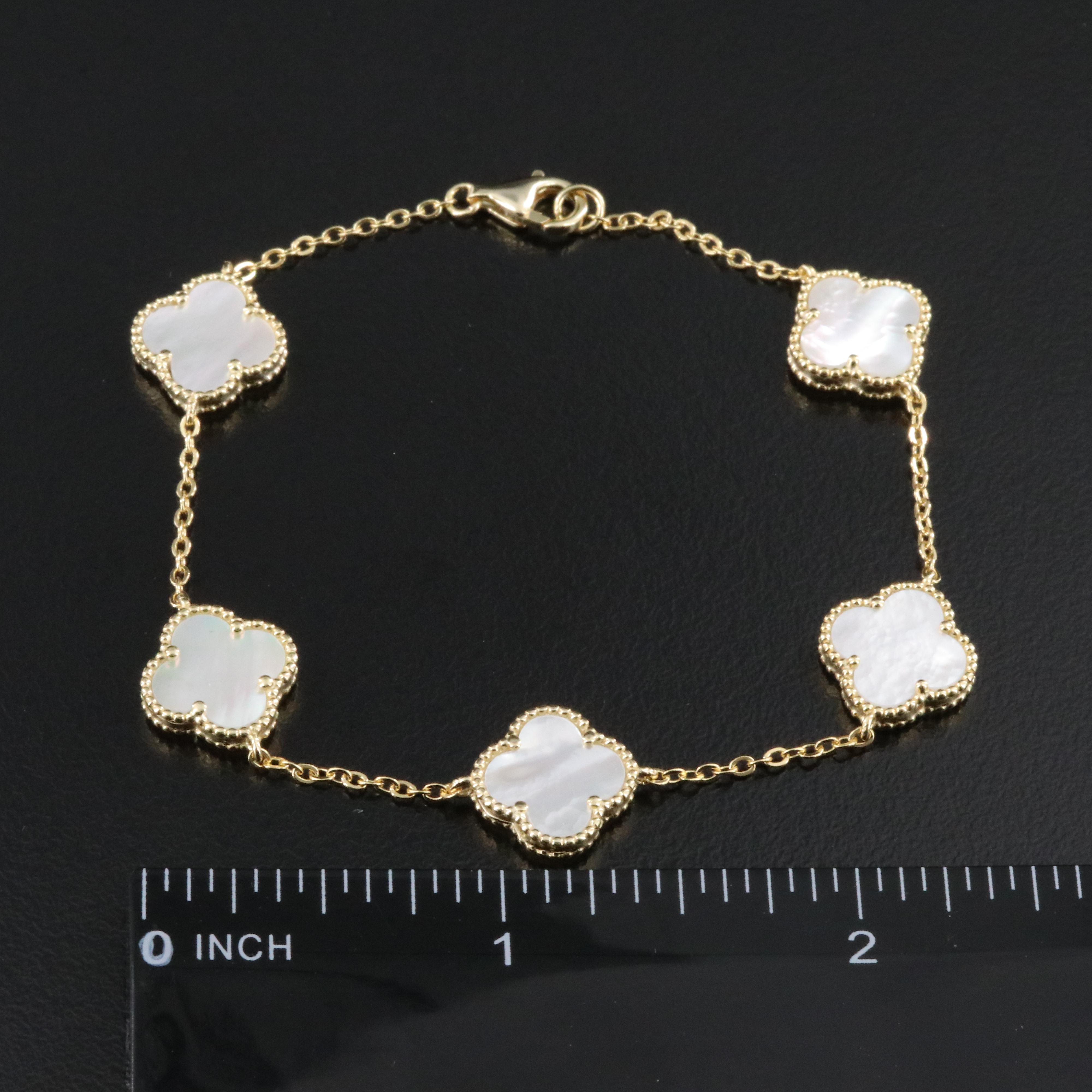 Sterling Mother-of-Pearl Quatrefoil Bracelet