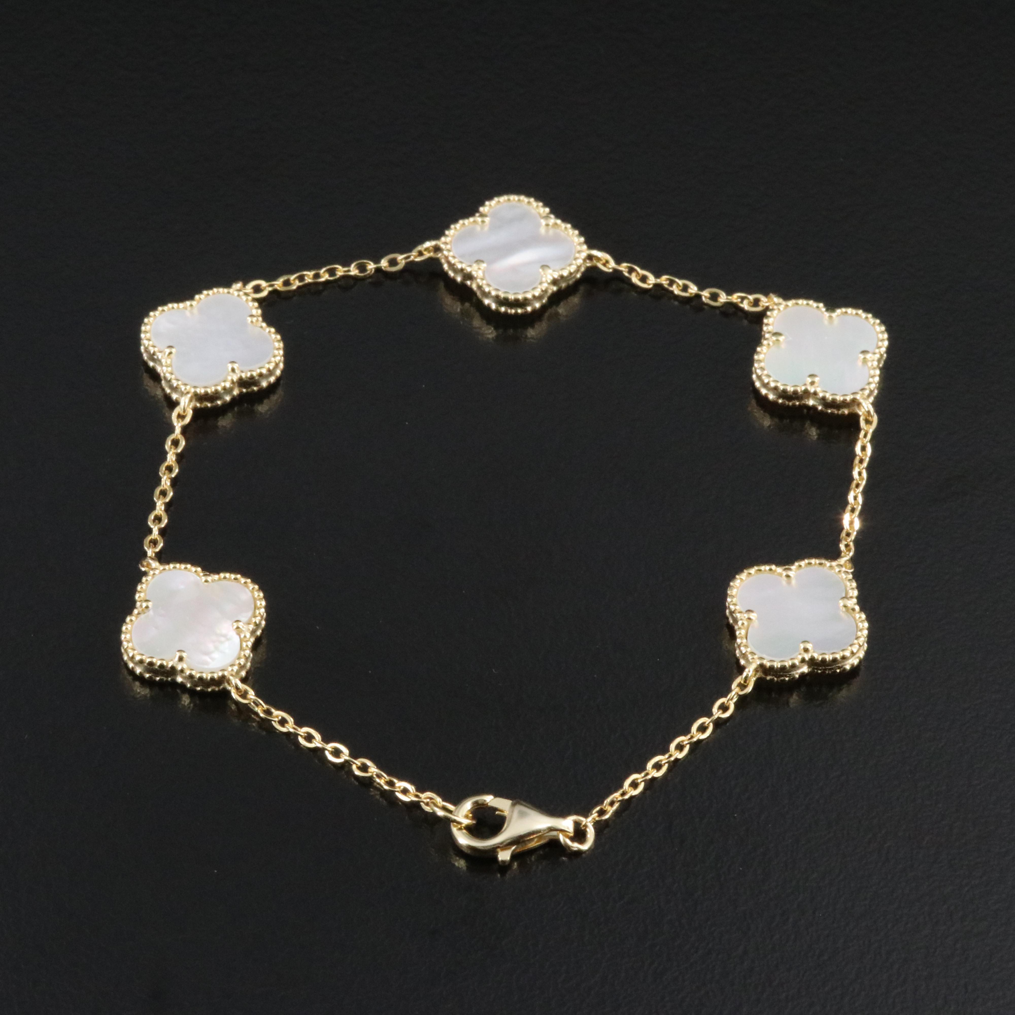 Sterling Mother-of-Pearl Quatrefoil Bracelet