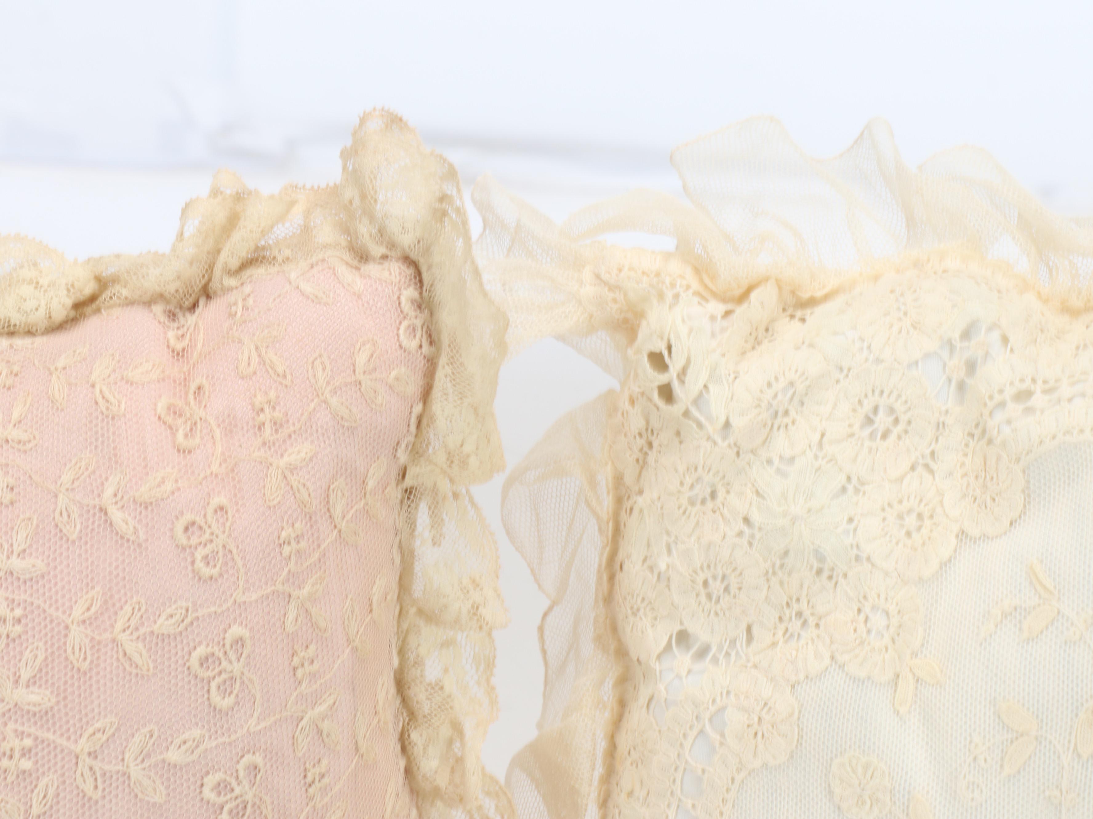 Lace and Appliqué Linen Throw Pillows
